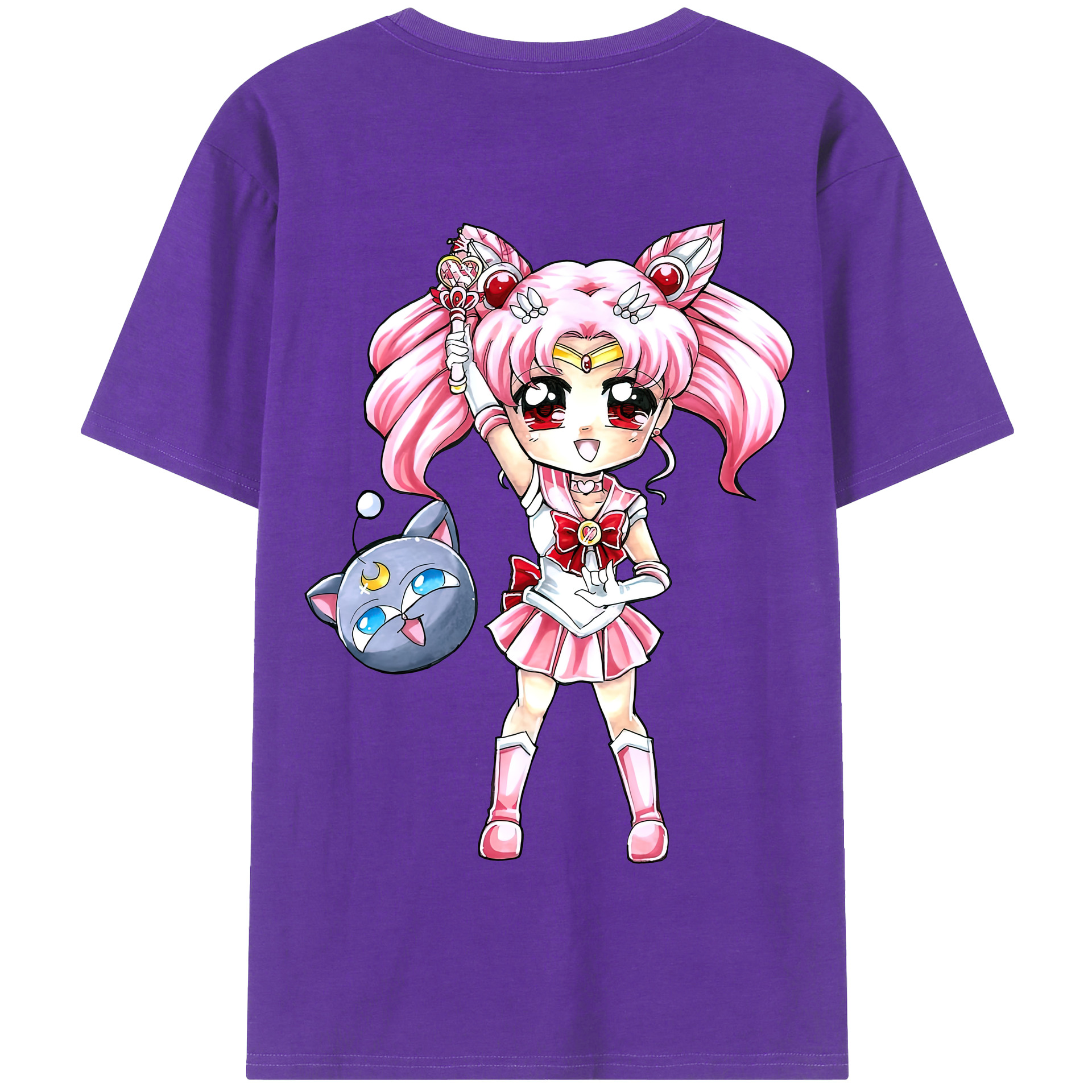 （画像用） 美少女戦士セーラームーン ちびうさ Sailor Moon Chibiusa Tsukino Usagi Small Lady Serenity 綿100％半袖Tシャツ（背面プリント）