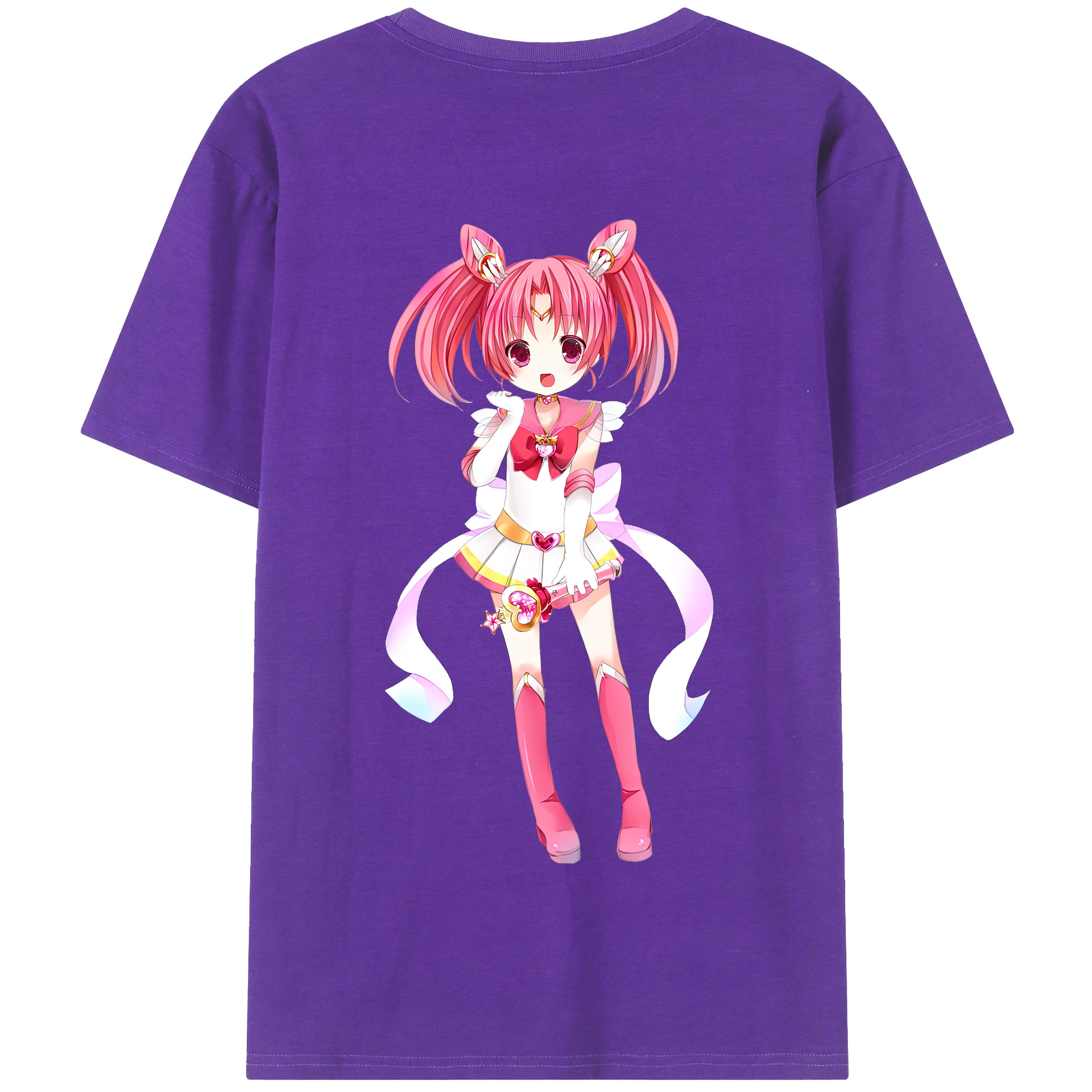 （画像用） 美少女戦士セーラームーン ちびうさ Sailor Moon Chibiusa Tsukino Usagi Small Lady Serenity 綿100％半袖Tシャツ（背面プリント）