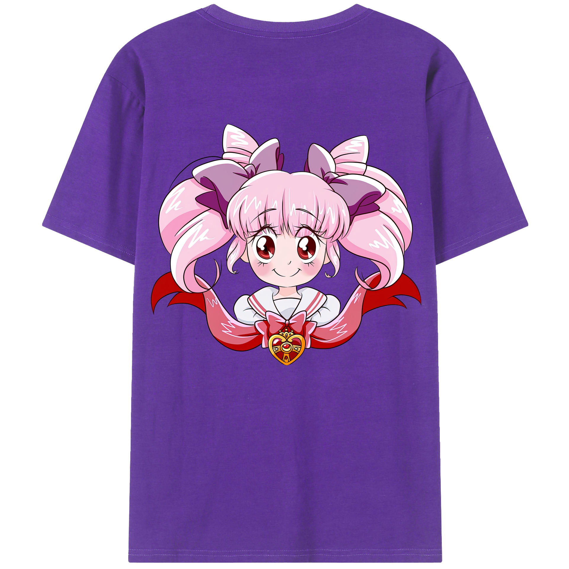 （画像用） 美少女戦士セーラームーン ちびうさ Sailor Moon Chibiusa Tsukino Usagi Small Lady Serenity 綿100％半袖Tシャツ（背面プリント）