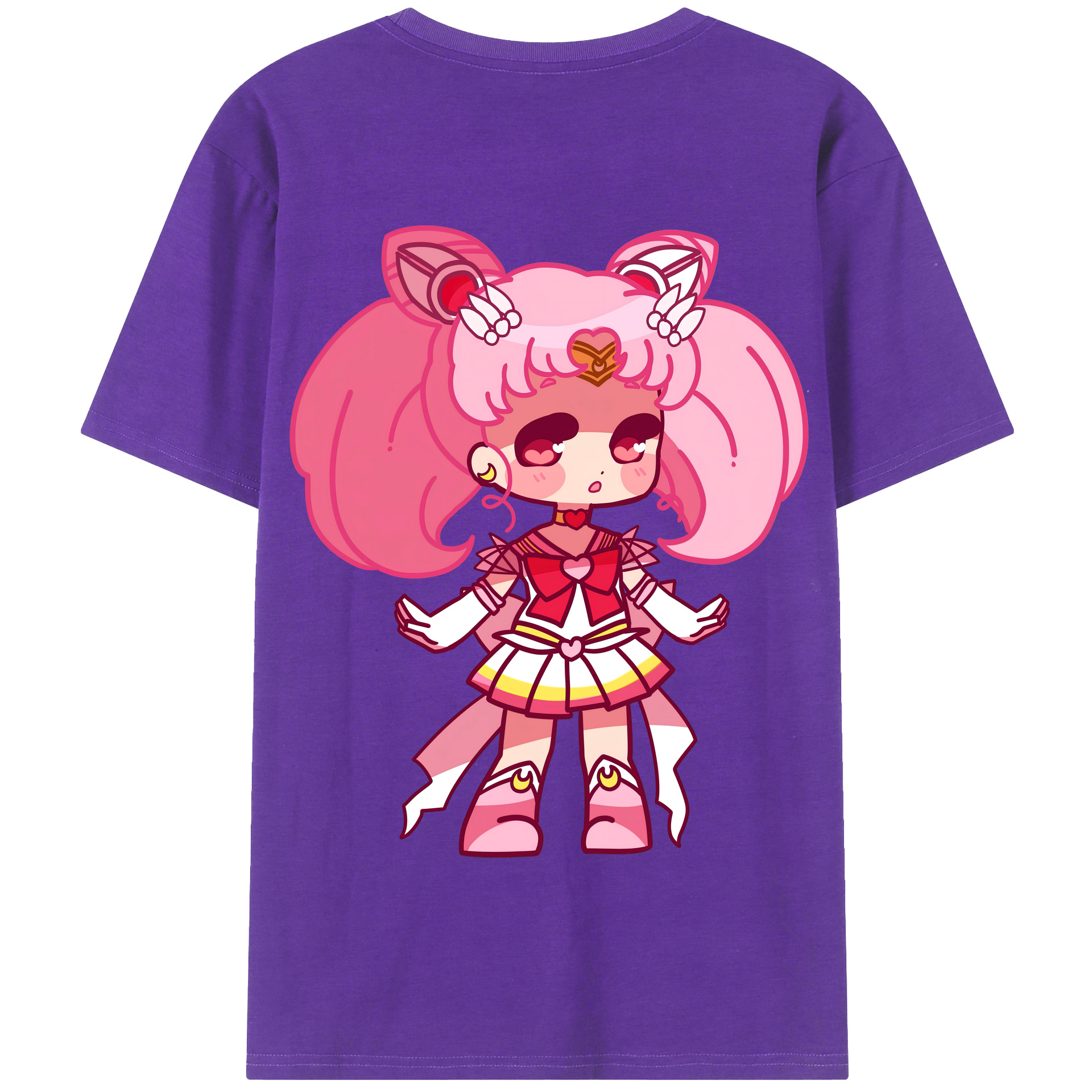 （画像用） 美少女戦士セーラームーン ちびうさ Sailor Moon Chibiusa Tsukino Usagi Small Lady Serenity 綿100％半袖Tシャツ（背面プリント）