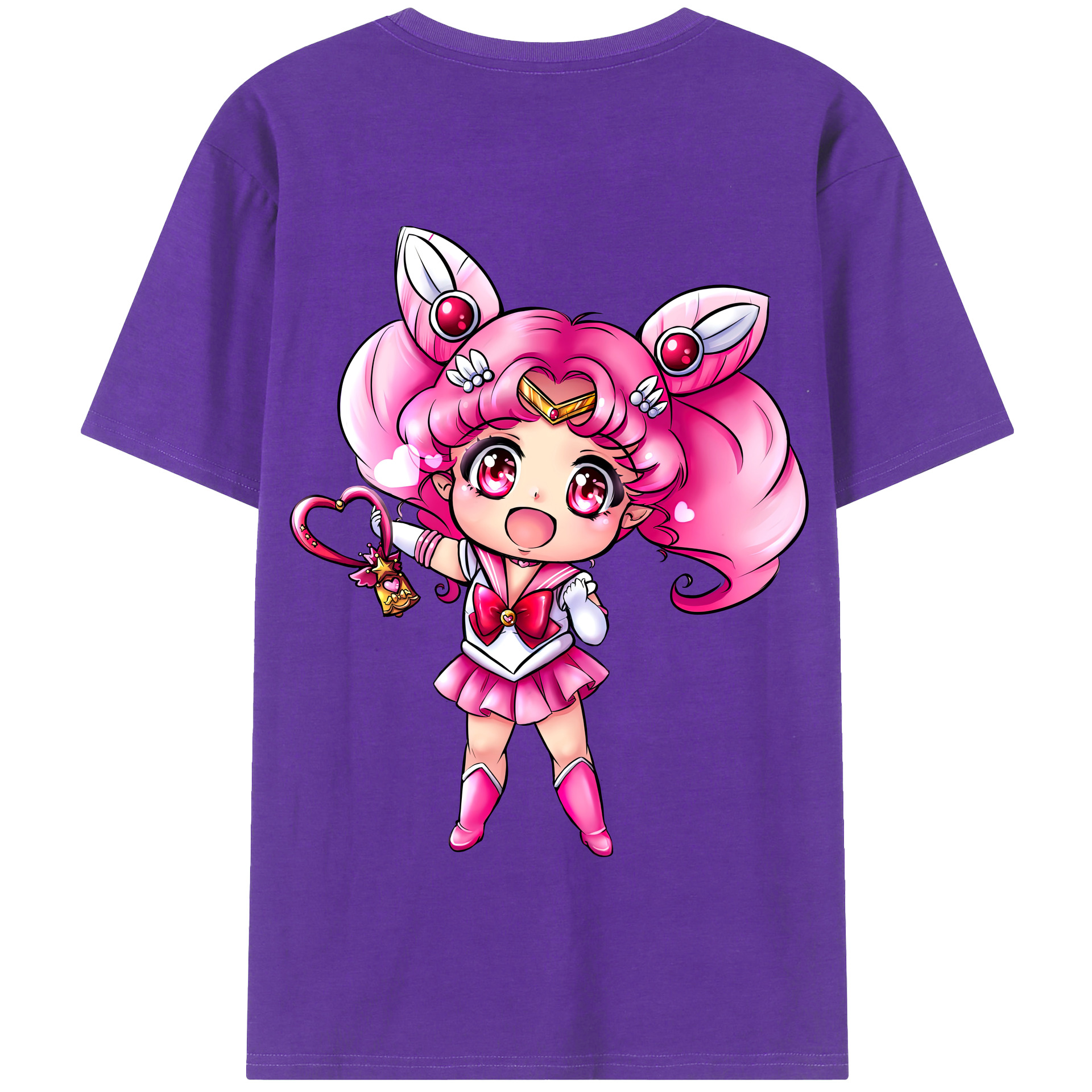 （画像用） 美少女戦士セーラームーン ちびうさ Sailor Moon Chibiusa Tsukino Usagi Small Lady Serenity 綿100％半袖Tシャツ（背面プリント）