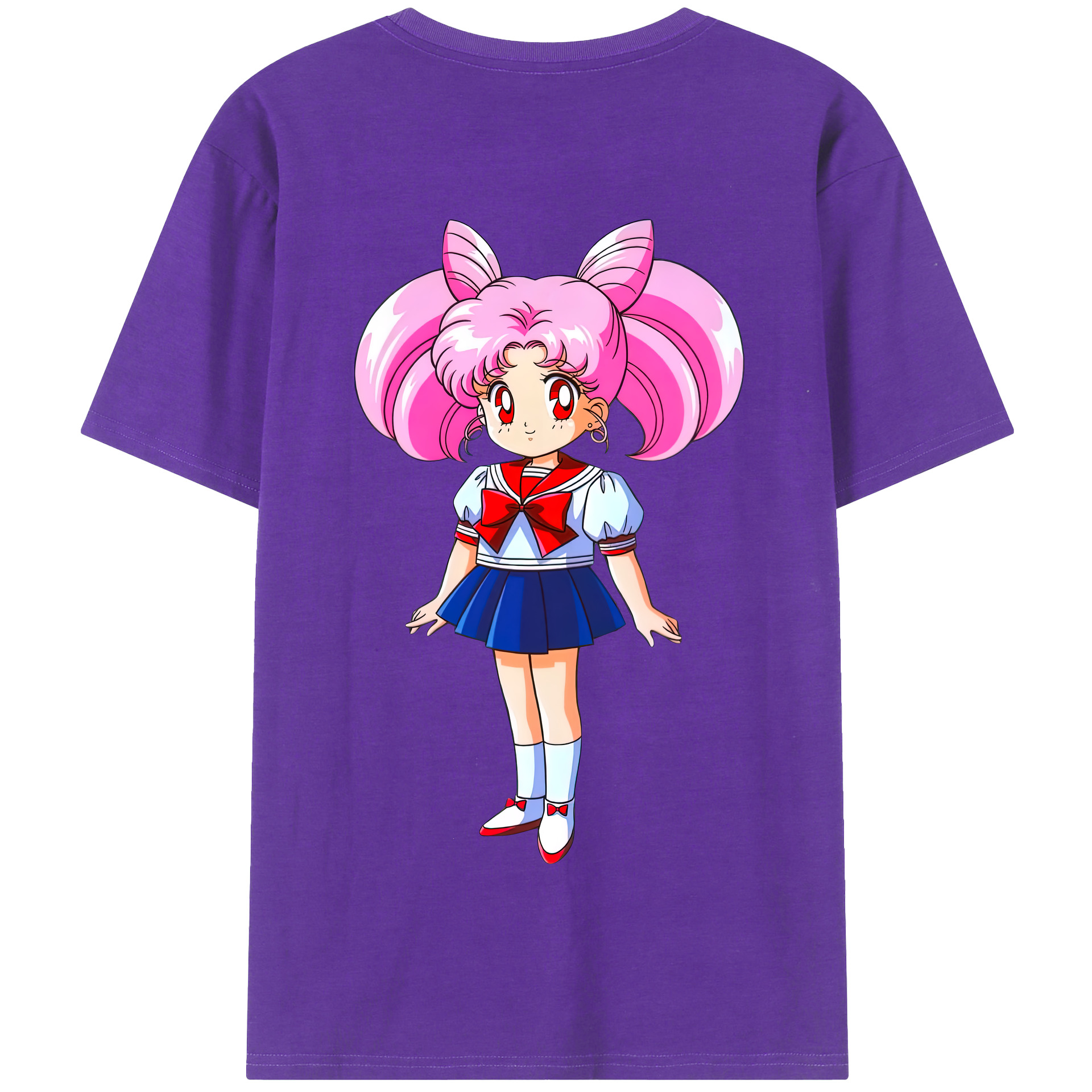 （画像用） 美少女戦士セーラームーン ちびうさ Sailor Moon Chibiusa Tsukino Usagi Small Lady Serenity 綿100％半袖Tシャツ（背面プリント）