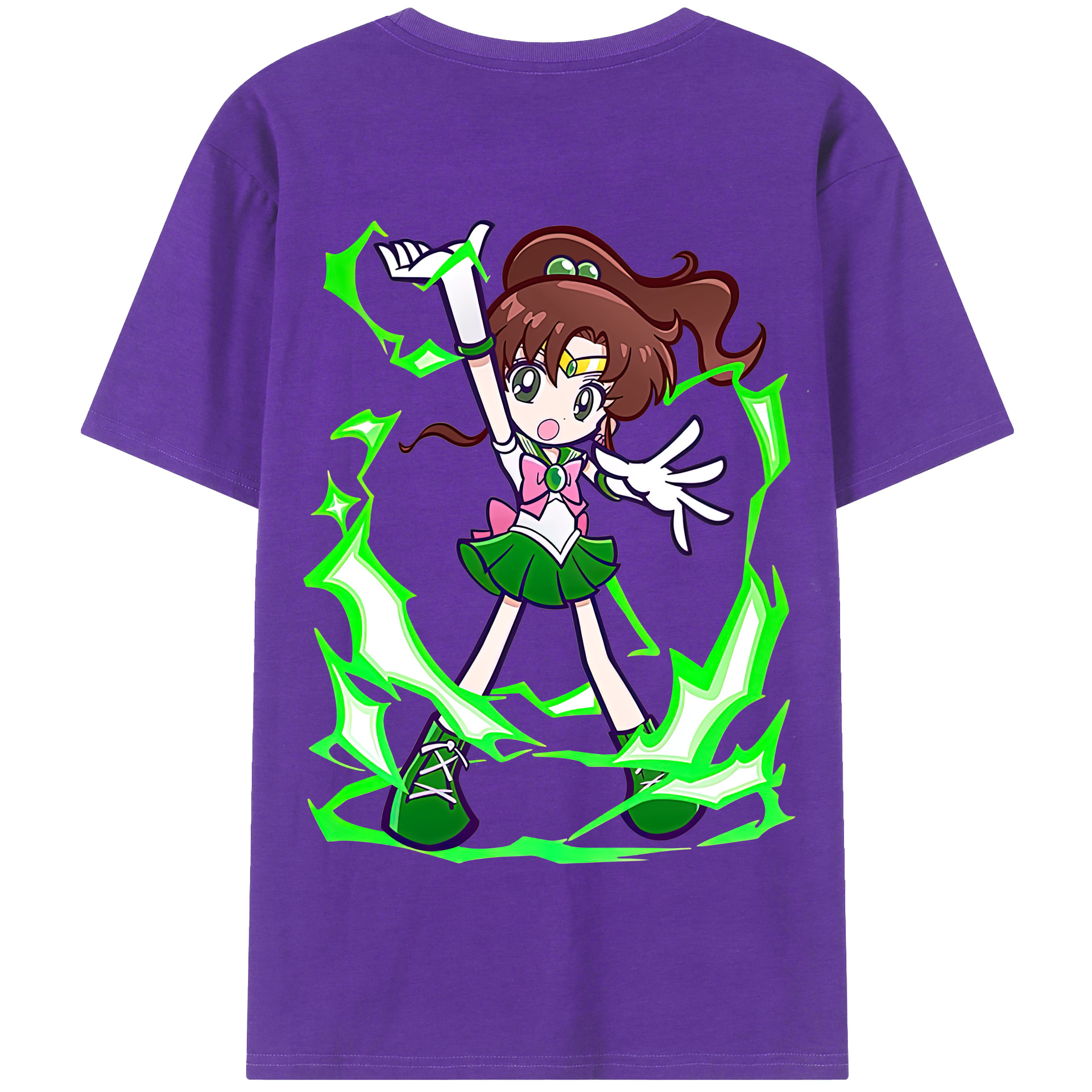 （画像用） 美少女戦士セーラームーン 木野 まこと きの まこと Sailor Moon Kino Makoto （セーラージュピター；Sailor Jupiter） 綿100％半袖Tシャツ（背面プリント）