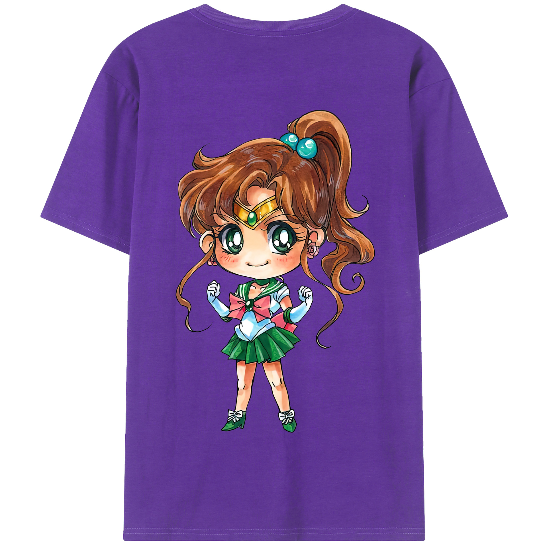 （画像用） 美少女戦士セーラームーン 木野 まこと きの まこと Sailor Moon Kino Makoto （セーラージュピター；Sailor Jupiter） 綿100％半袖Tシャツ（背面プリント）