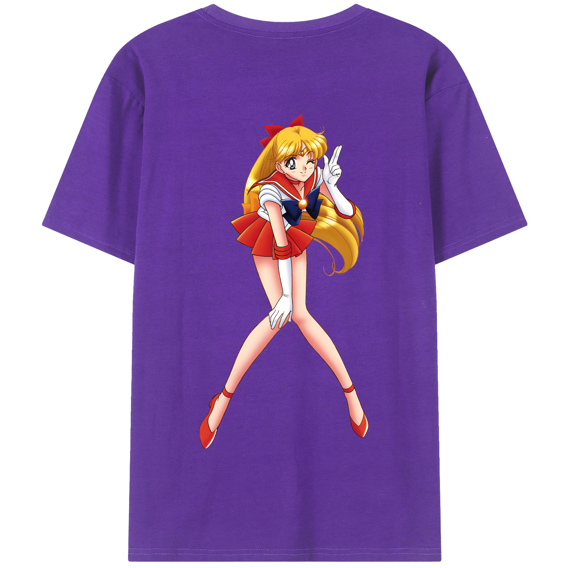 （画像用） 美少女戦士セーラームーン 愛野 美奈子 あいの みなこ Sailor Moon Aino Minako 綿100％半袖Tシャツ（背面プリント）