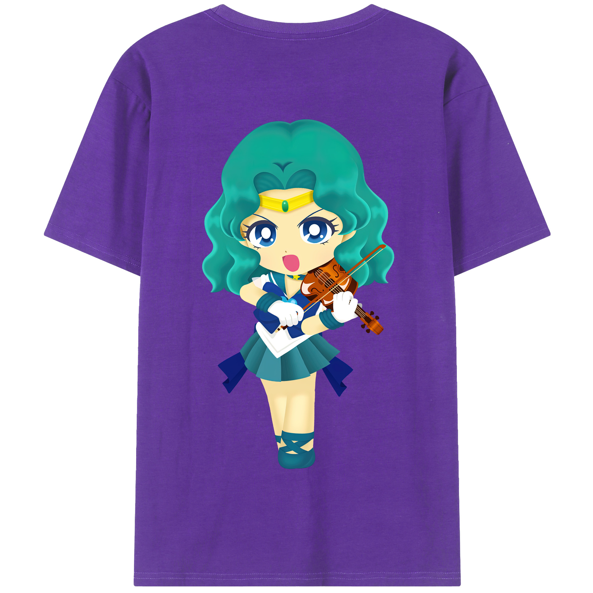 （画像用） 美少女戦士セーラームーン 海王 みちる（かいおう みちる） Sailor Moon Kaiou Michiru 綿100％半袖Tシャツ（背面プリント）