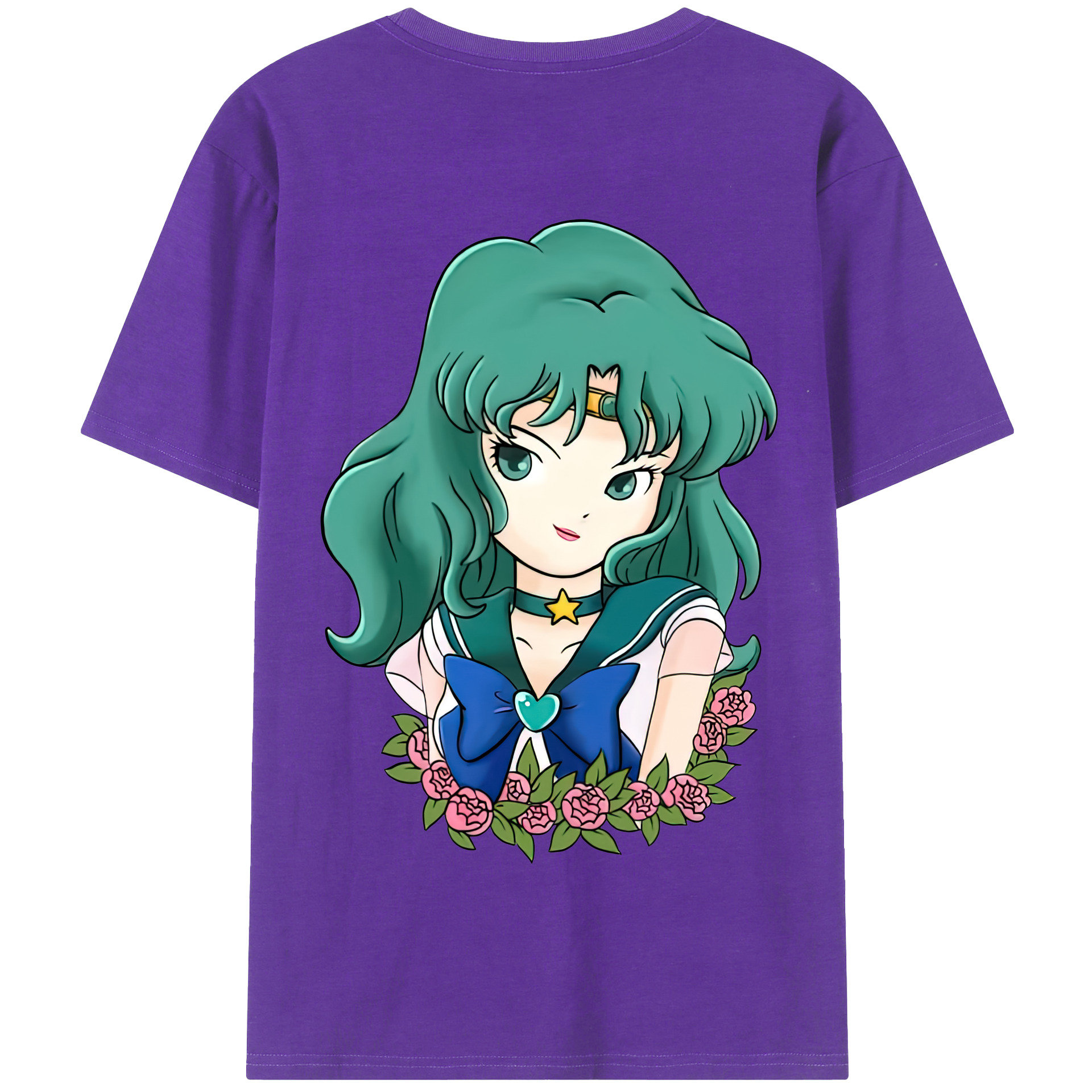 （画像用） 美少女戦士セーラームーン 海王 みちる（かいおう みちる） Sailor Moon Kaiou Michiru 綿100％半袖Tシャツ（背面プリント）