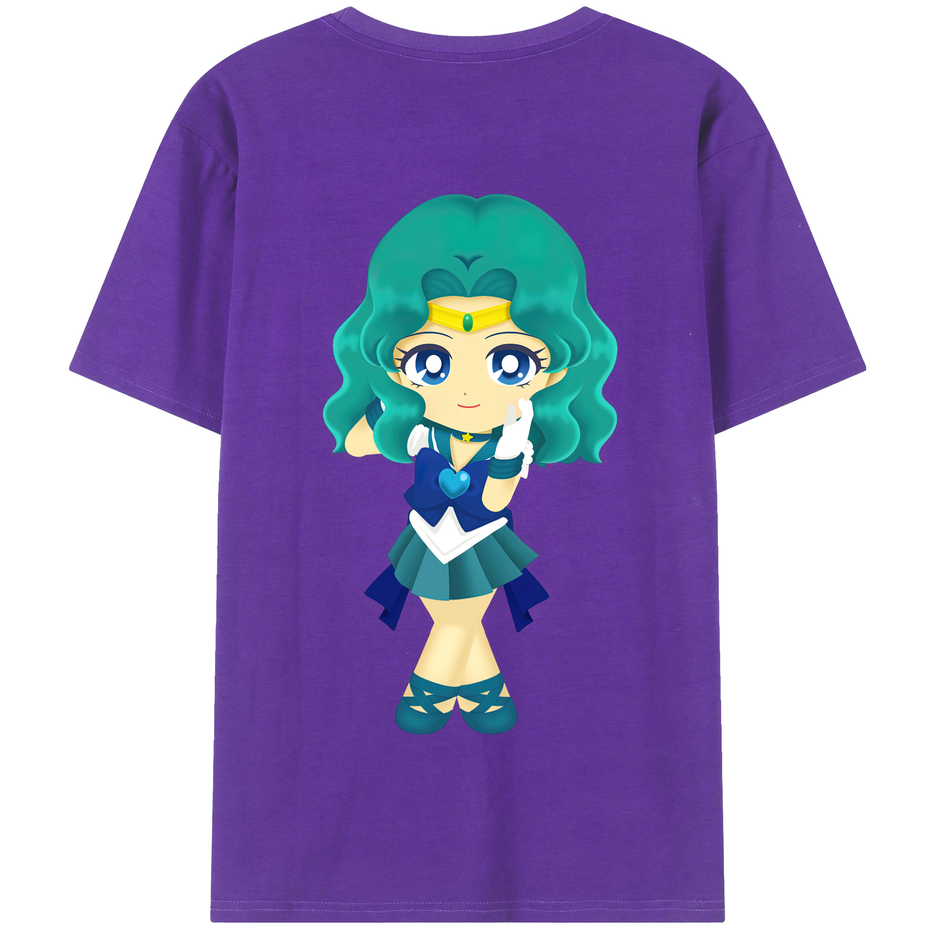 （画像用） 美少女戦士セーラームーン 海王 みちる（かいおう みちる） Sailor Moon Kaiou Michiru 綿100％半袖Tシャツ（背面プリント）