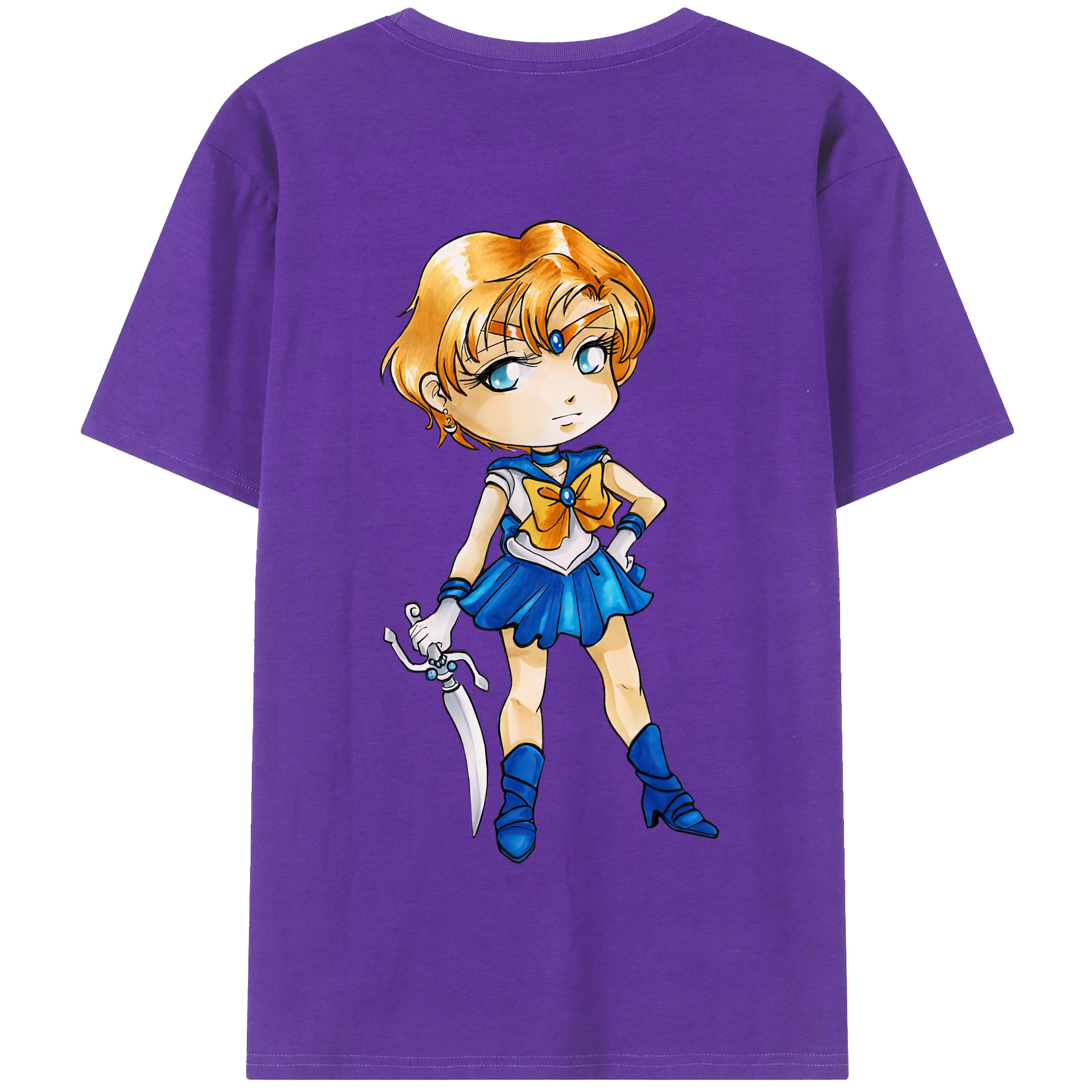（画像用） 美少女戦士セーラームーン 天王はるか Sailor Moon Tenoh Haruka 綿100％半袖Tシャツ（背面プリント）
