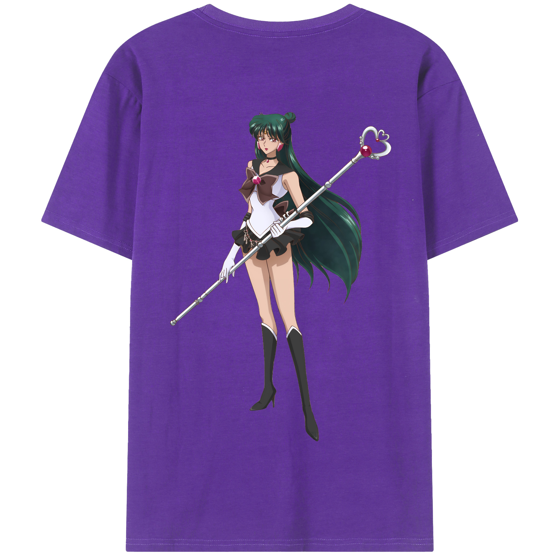（画像用） 美少女戦士セーラームーン 冥王せつな Sailor Moon Meiou Setsuna 綿100％半袖Tシャツ（背面プリント）