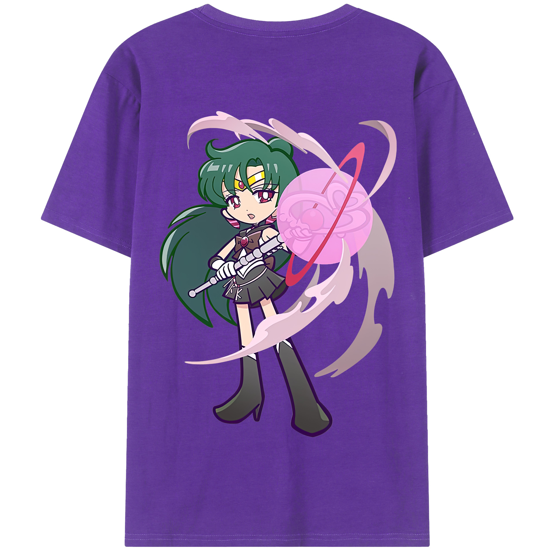 （画像用） 美少女戦士セーラームーン 冥王せつな Sailor Moon Meiou Setsuna 綿100％半袖Tシャツ（背面プリント）
