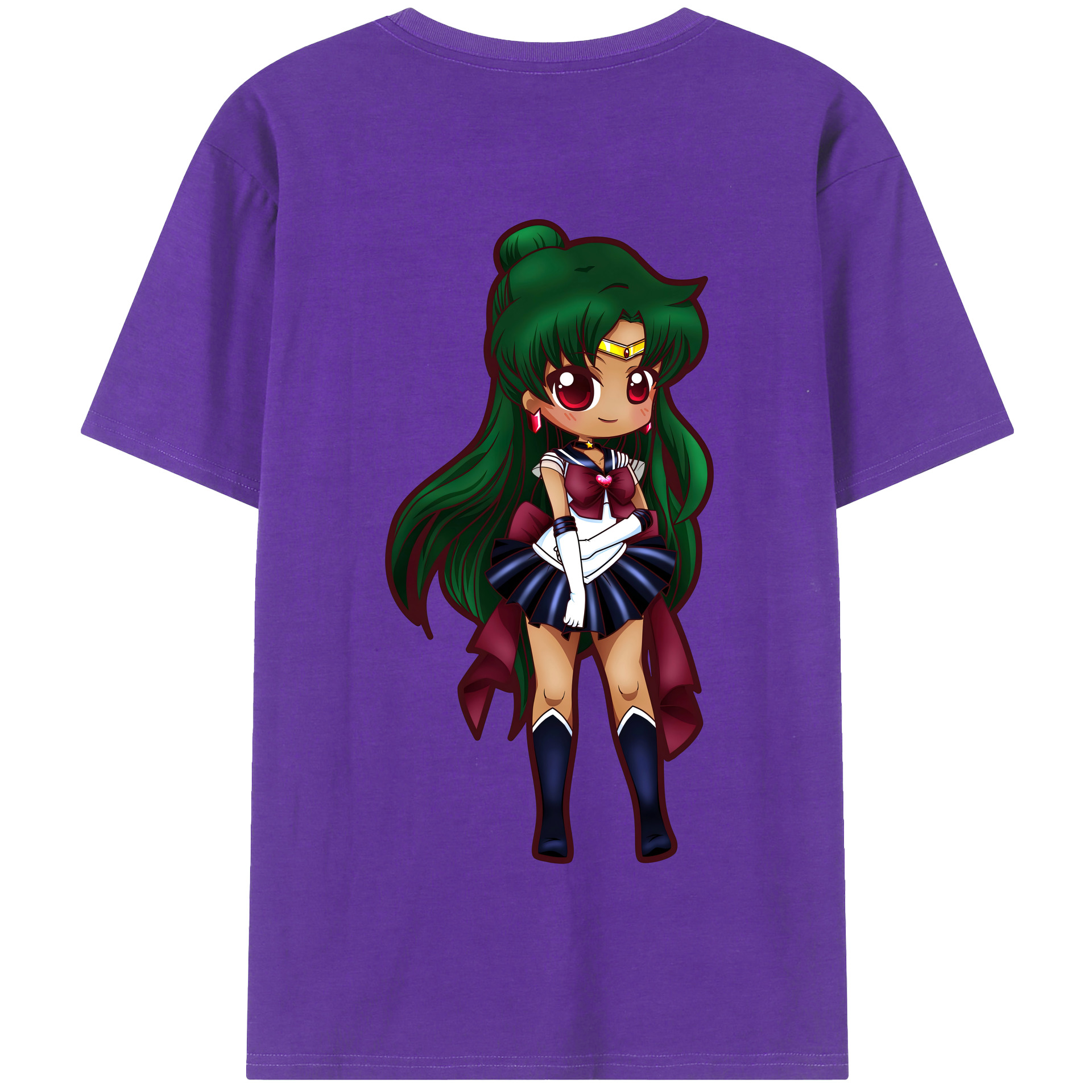 （画像用） 美少女戦士セーラームーン 冥王せつな Sailor Moon Meiou Setsuna 綿100％半袖Tシャツ（背面プリント）