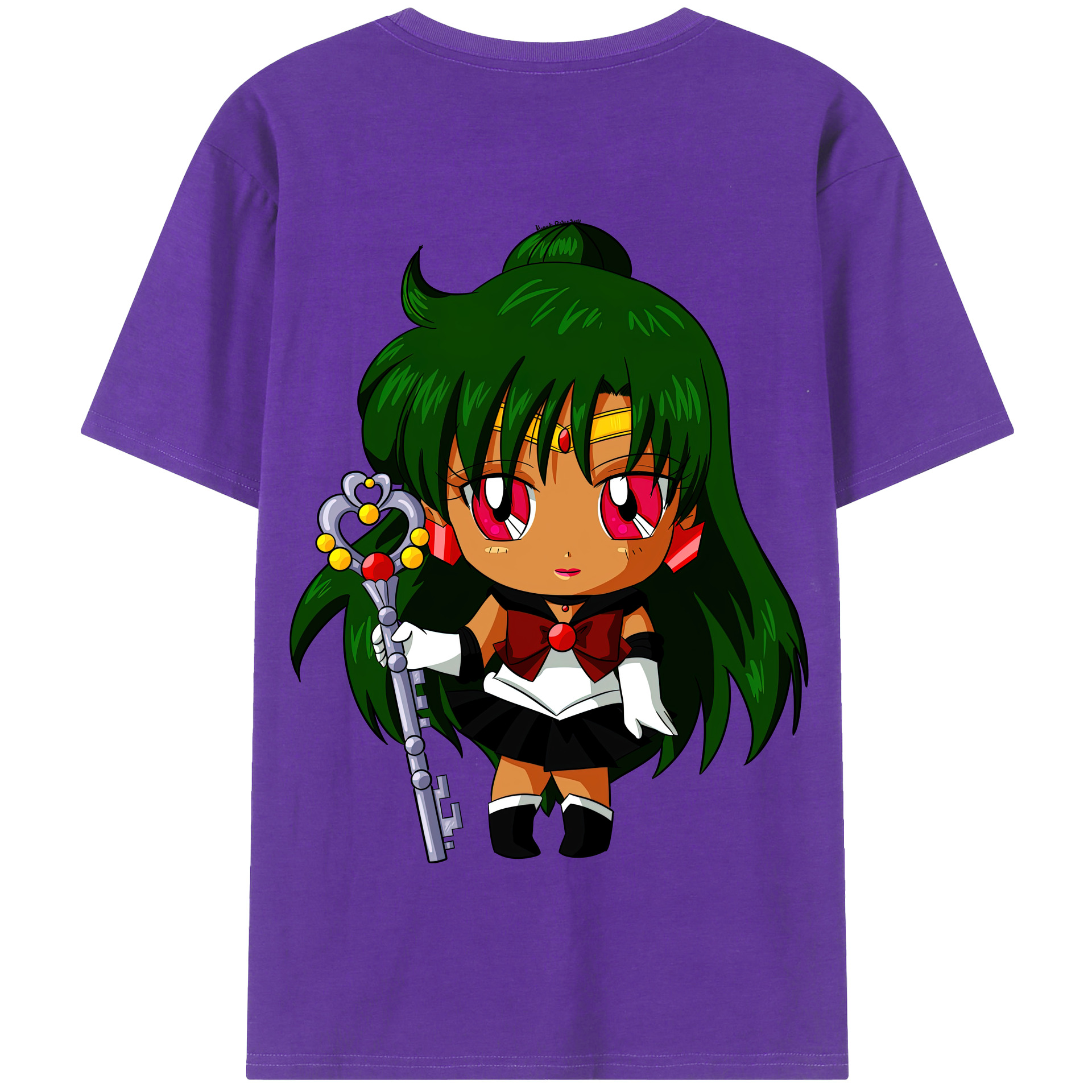 （画像用） 美少女戦士セーラームーン 冥王せつな Sailor Moon Meiou Setsuna 綿100％半袖Tシャツ（背面プリント）