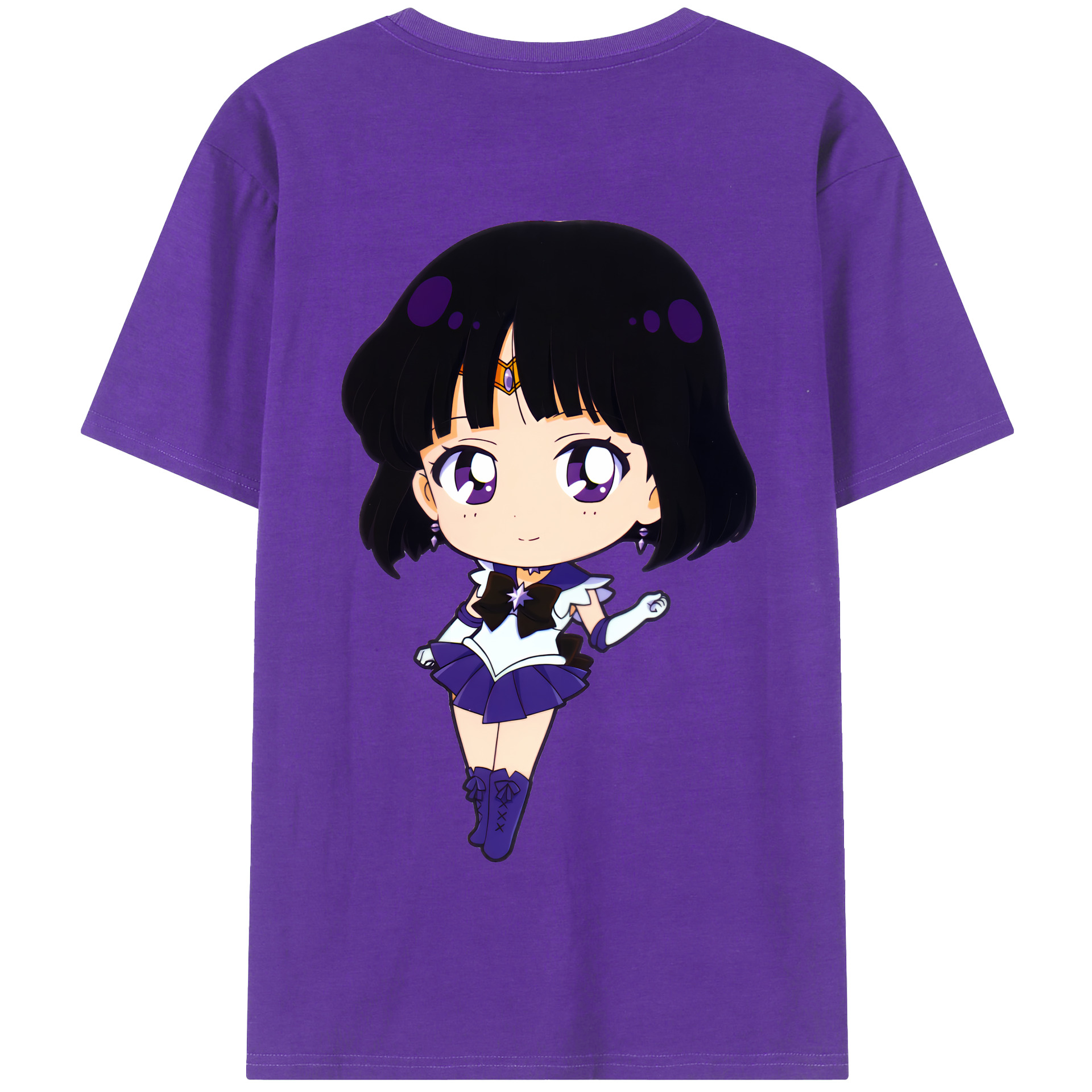 （画像用） 美少女戦士セーラームーン 土萠ほたる Sailor Moon Tomoe Hotaru （セーラーサターン；Sailor Saturn） 綿100％半袖Tシャツ（背面プリント）