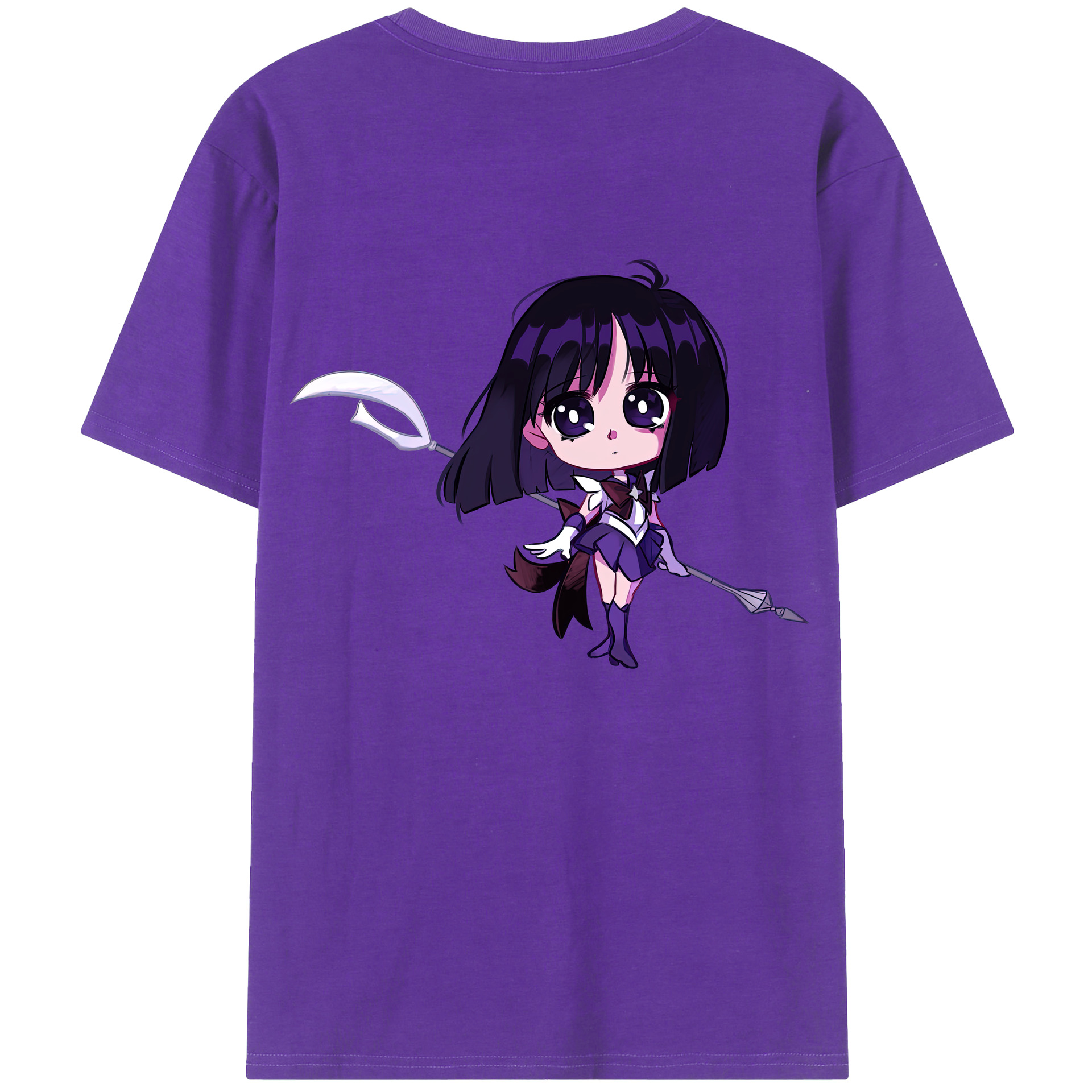 （画像用） 美少女戦士セーラームーン 土萠ほたる Sailor Moon Tomoe Hotaru （セーラーサターン；Sailor Saturn） 綿100％半袖Tシャツ（背面プリント）