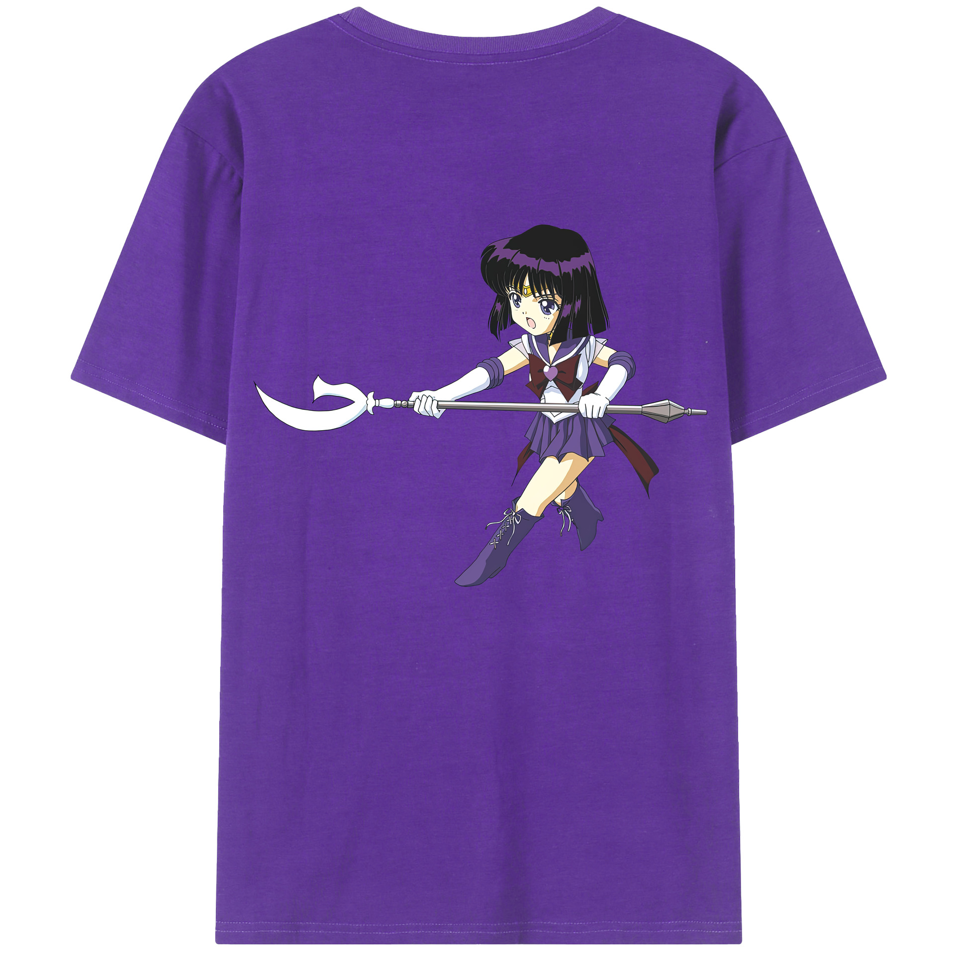 （画像用） 美少女戦士セーラームーン 土萠ほたる Sailor Moon Tomoe Hotaru （セーラーサターン；Sailor Saturn） 綿100％半袖Tシャツ（背面プリント）