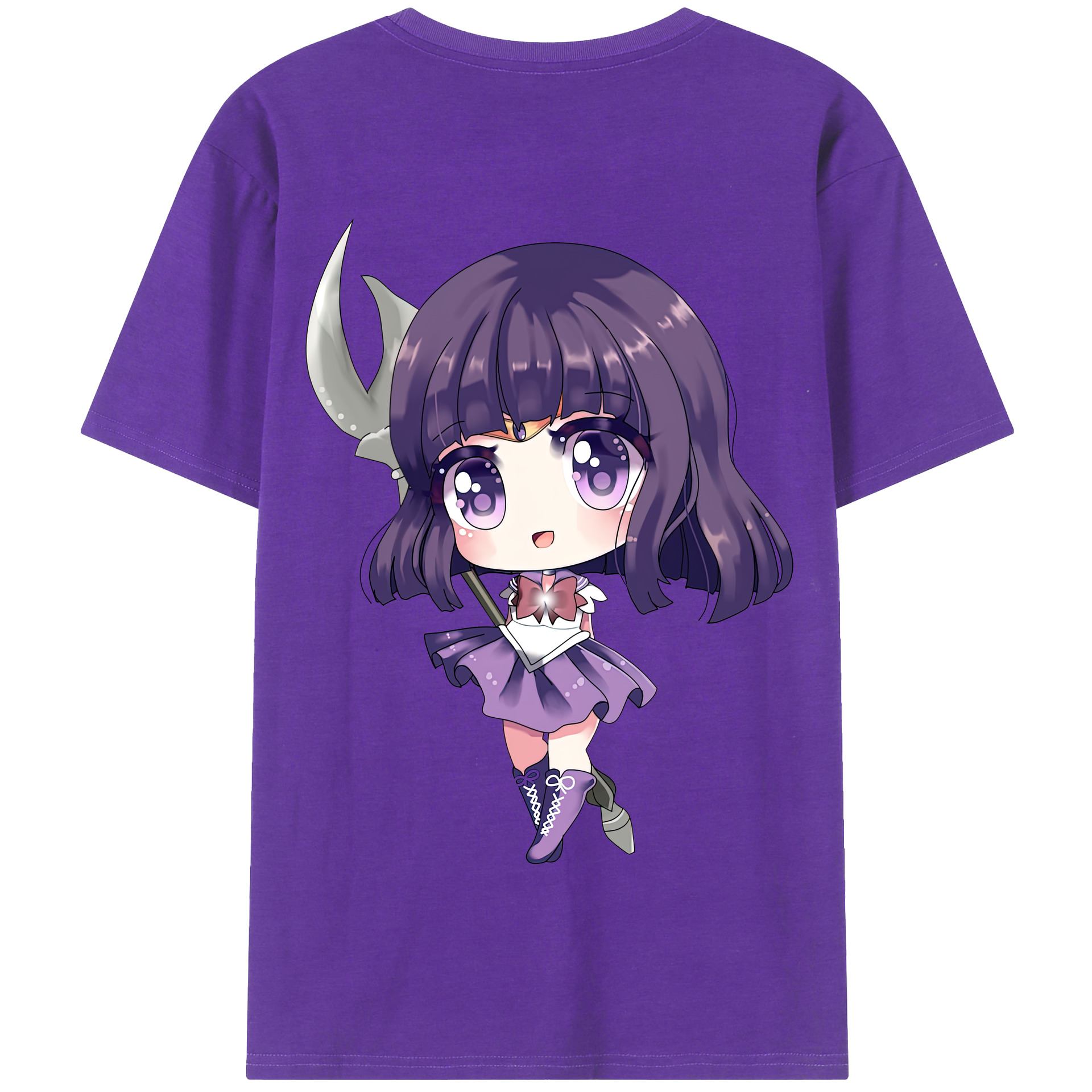 （画像用） 美少女戦士セーラームーン 土萠ほたる Sailor Moon Tomoe Hotaru （セーラーサターン；Sailor Saturn） 綿100％半袖Tシャツ（背面プリント）
