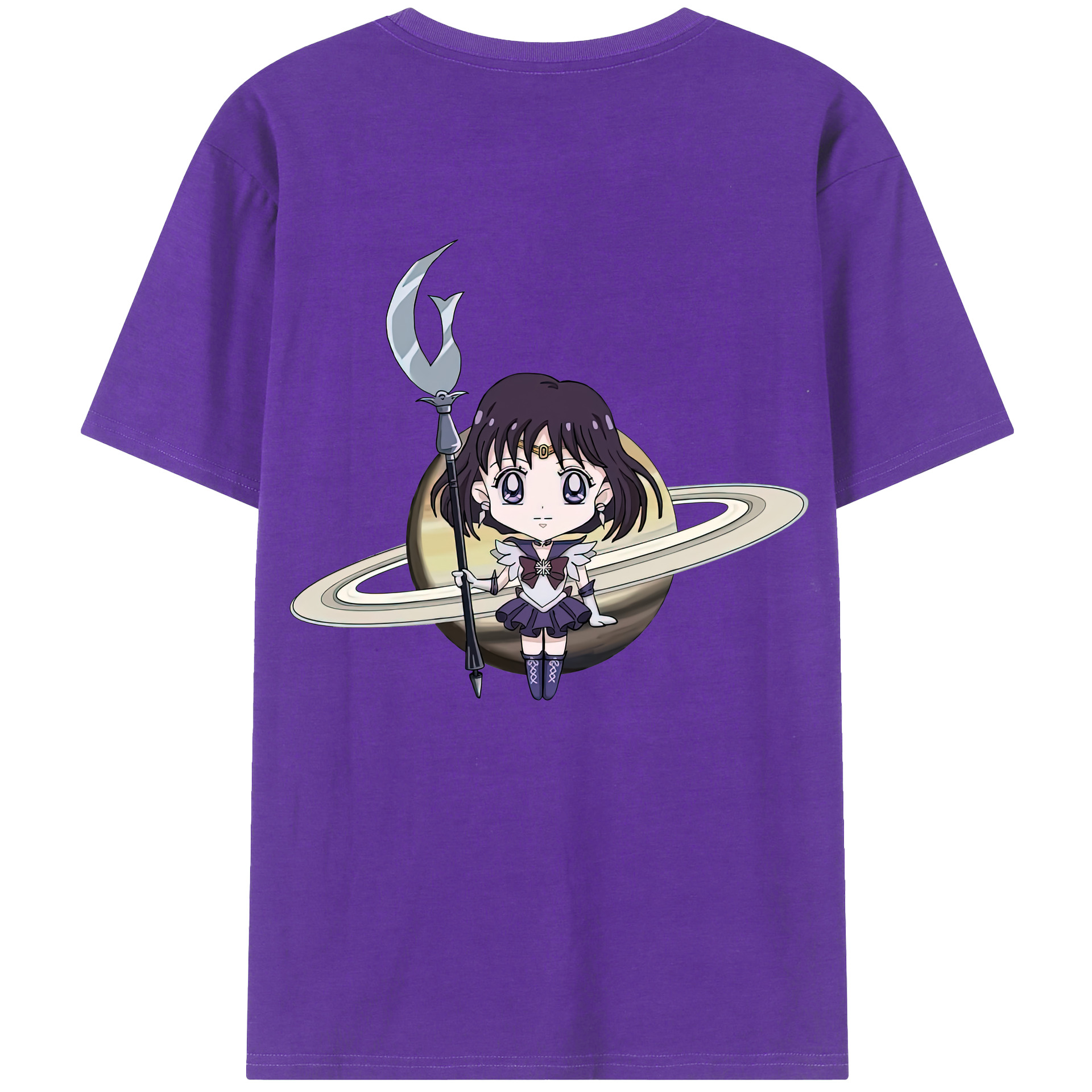 （画像用） 美少女戦士セーラームーン 土萠ほたる Sailor Moon Tomoe Hotaru （セーラーサターン；Sailor Saturn） 綿100％半袖Tシャツ（背面プリント）