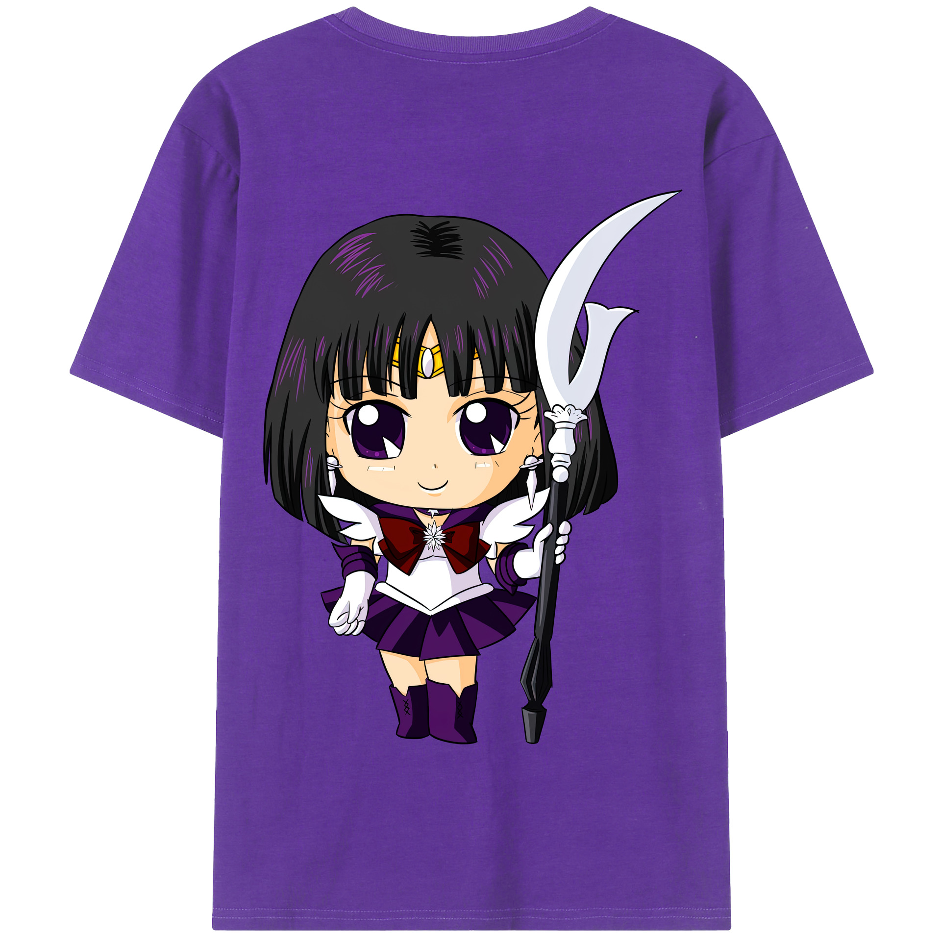 （画像用） 美少女戦士セーラームーン 土萠ほたる Sailor Moon Tomoe Hotaru （セーラーサターン；Sailor Saturn） 綿100％半袖Tシャツ（背面プリント）