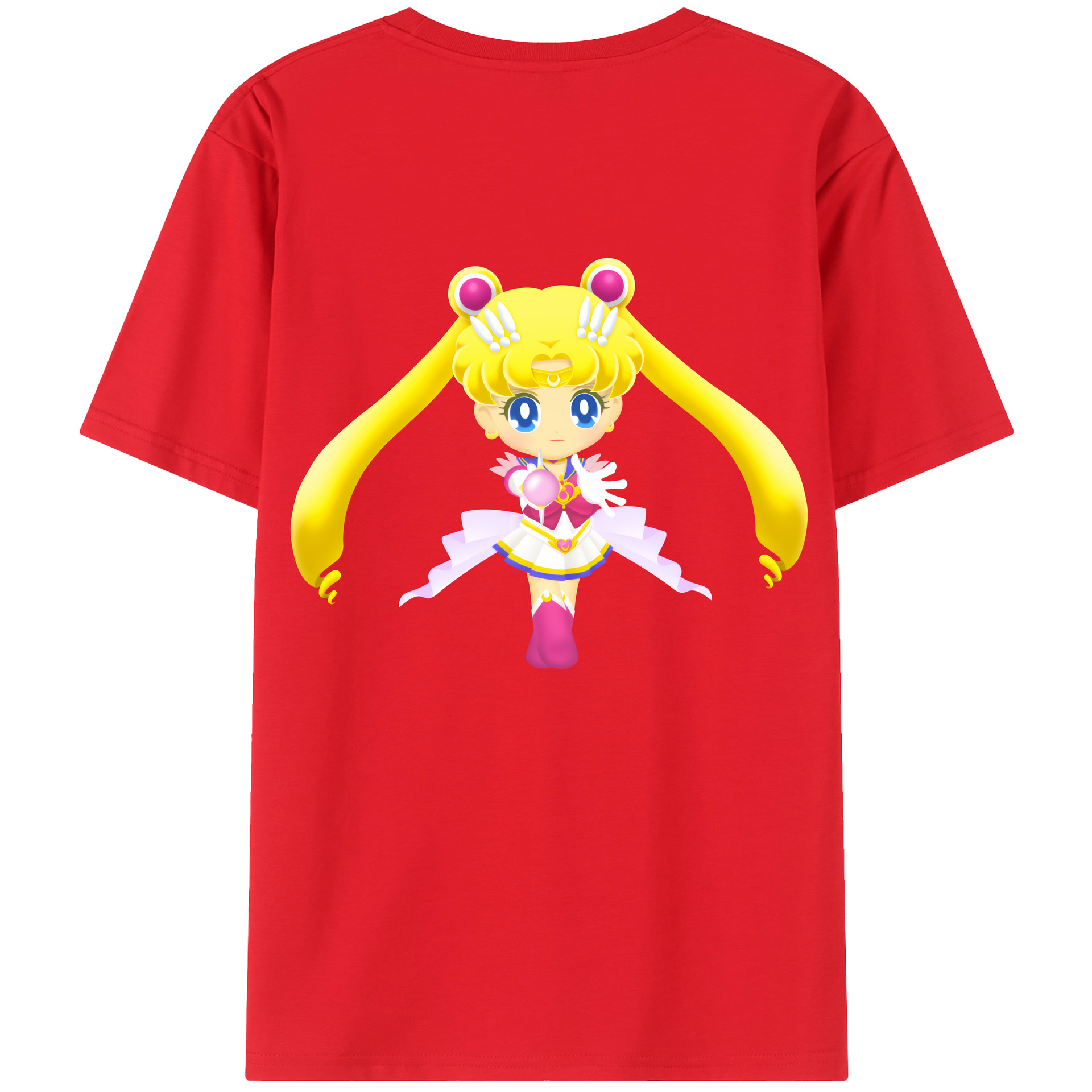 （画像用） 美少女戦士セーラームーン 月野 うさぎ つきの うさぎ Sailor Moon Tsukino Usagi 綿100％半袖Tシャツ（背面プリント）