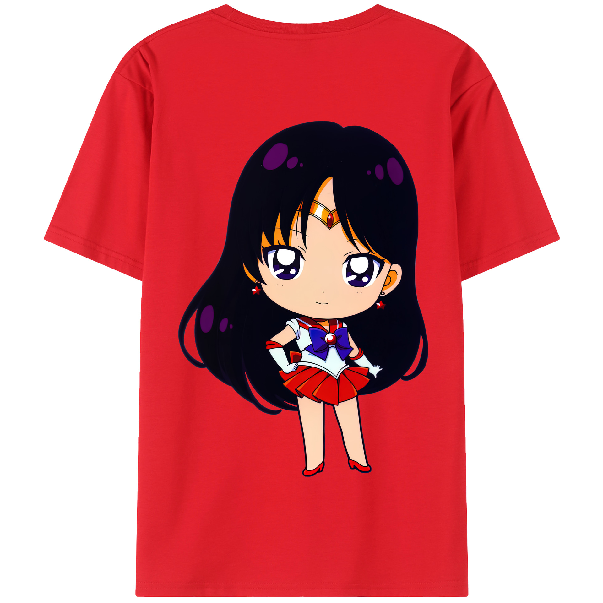 （画像用） 美少女戦士セーラームーン 火野レイ ひの レイ Sailor Moon Hino Rei （セーラーマーズ,Sailor Mars） 綿100％半袖Tシャツ（背面プリント）