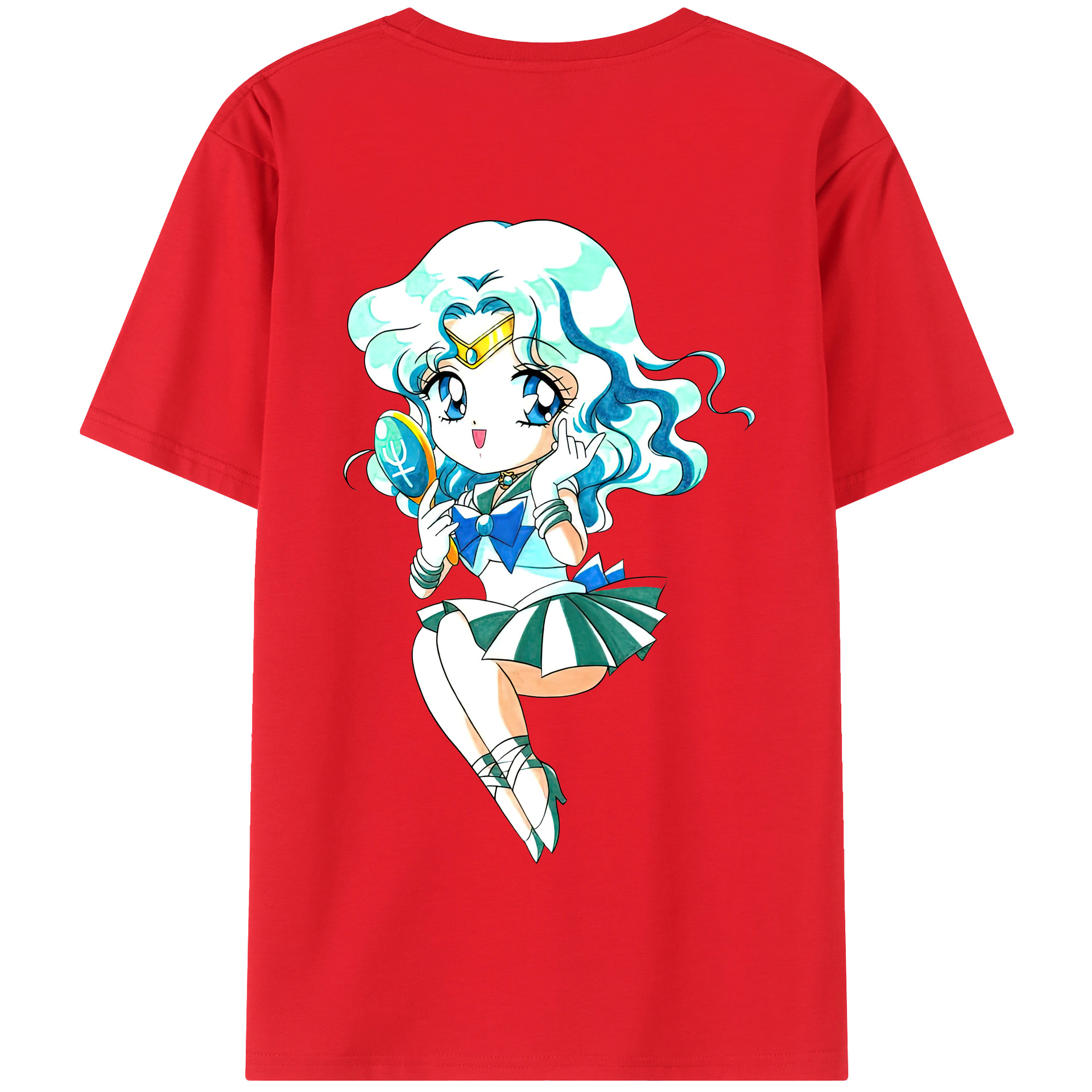 （画像用） 美少女戦士セーラームーン 海王 みちる（かいおう みちる） Sailor Moon Kaiou Michiru 綿100％半袖Tシャツ（背面プリント）
