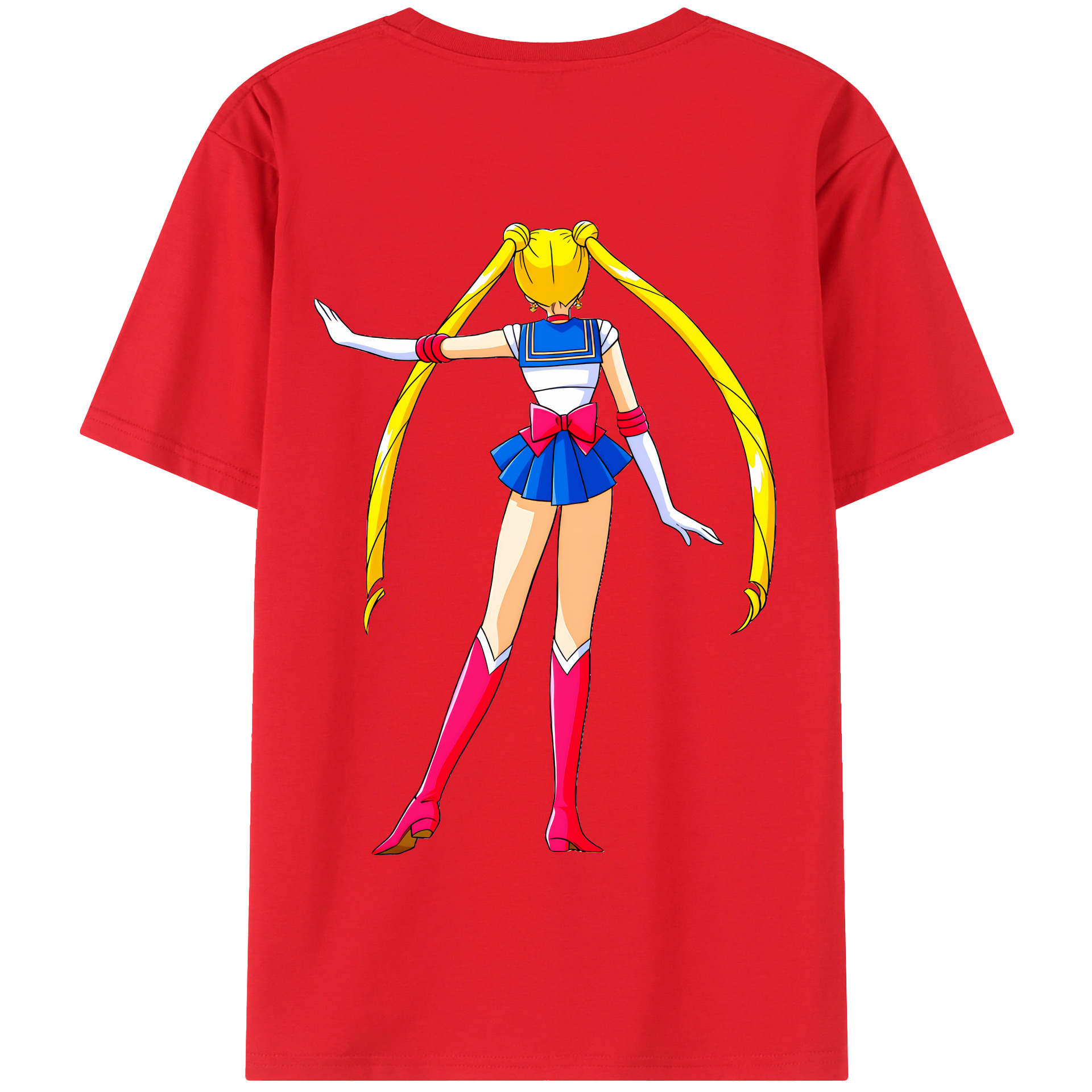 （画像用） 美少女戦士セーラームーン 月野 うさぎ つきの うさぎ Sailor Moon Tsukino Usagi 綿100％半袖Tシャツ（背面プリント）
