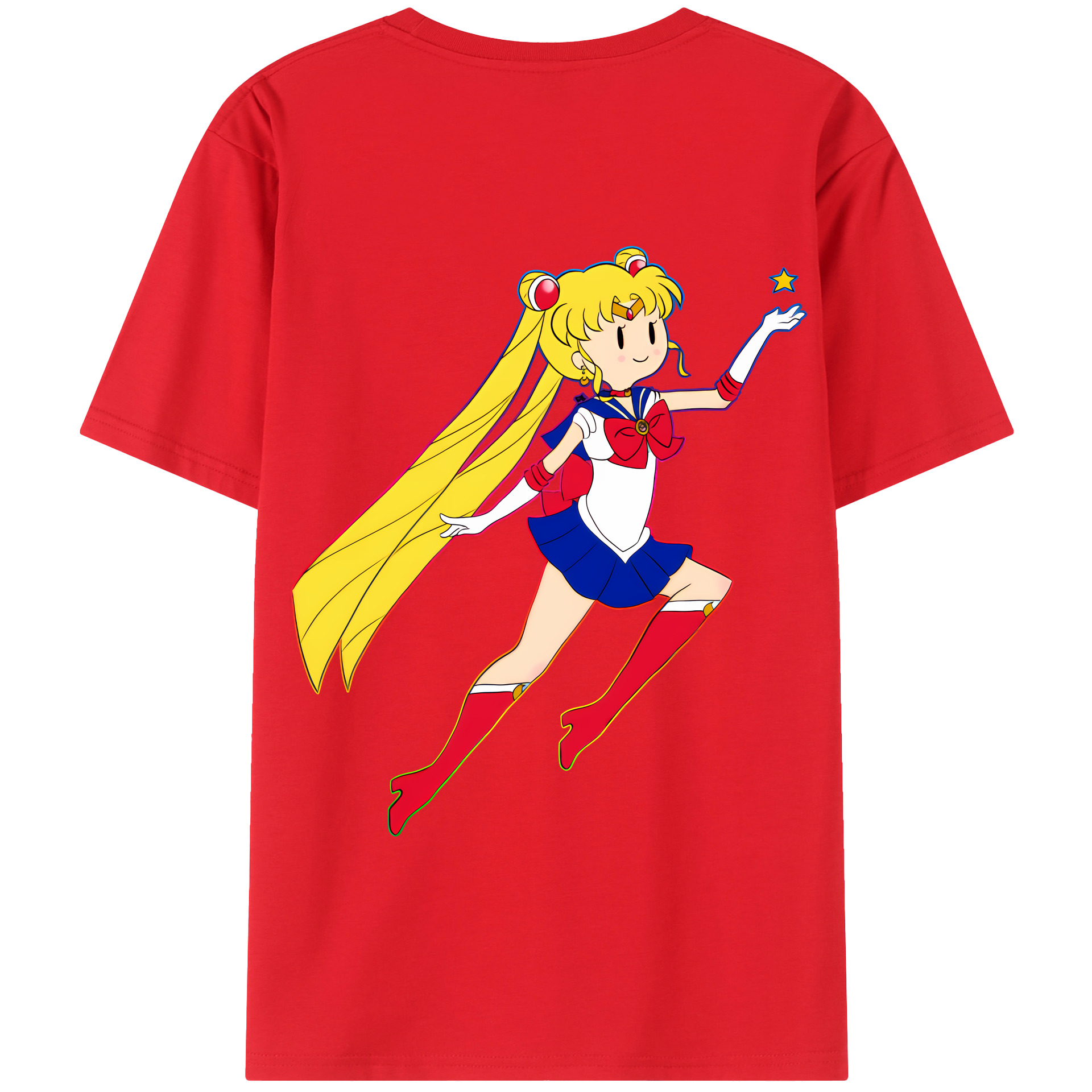 （画像用） 美少女戦士セーラームーン 月野 うさぎ つきの うさぎ Sailor Moon Tsukino Usagi 綿100％半袖Tシャツ（背面プリント）