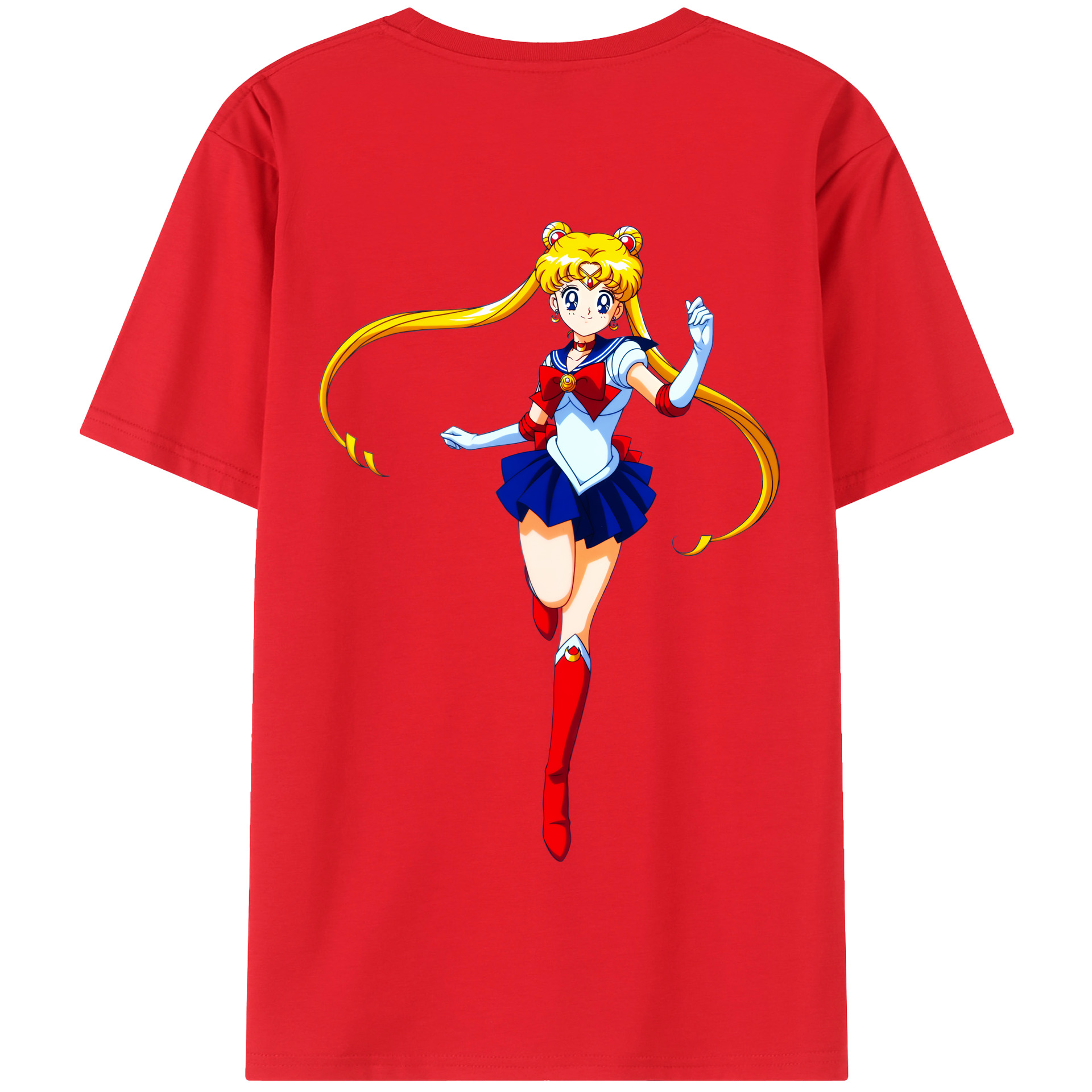 （画像用） 美少女戦士セーラームーン 月野 うさぎ つきの うさぎ Sailor Moon Tsukino Usagi 綿100％半袖Tシャツ（背面プリント）