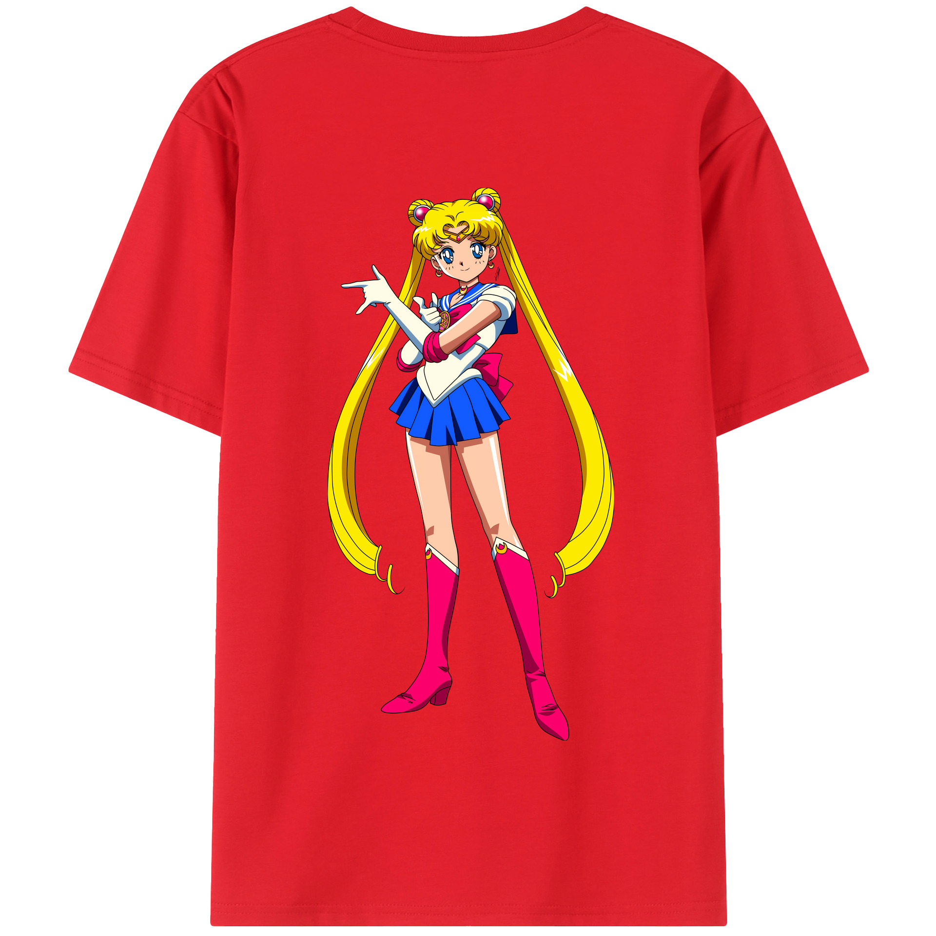 （画像用） 美少女戦士セーラームーン 月野 うさぎ つきの うさぎ Sailor Moon Tsukino Usagi 綿100％半袖Tシャツ（背面プリント）