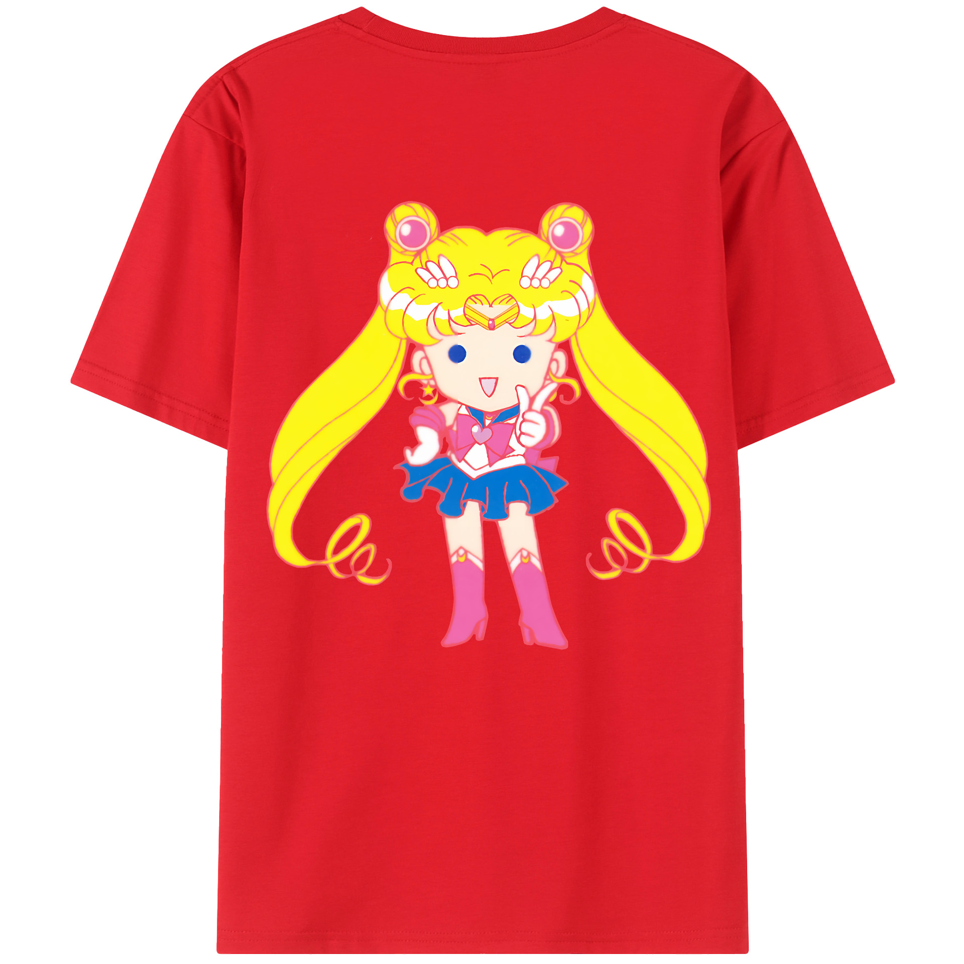 （画像用） 美少女戦士セーラームーン 月野 うさぎ つきの うさぎ Sailor Moon Tsukino Usagi 綿100％半袖Tシャツ（背面プリント）