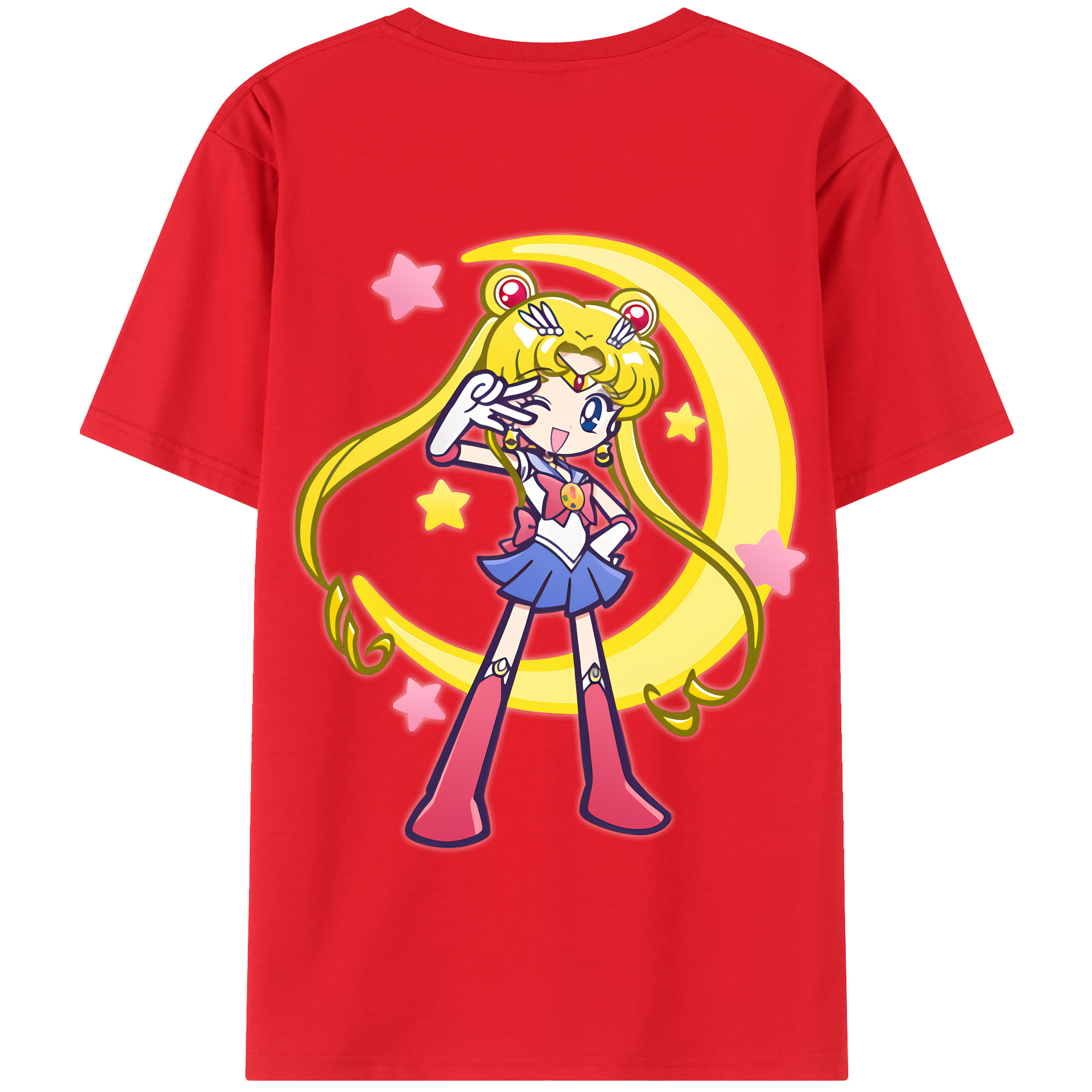 （画像用） 美少女戦士セーラームーン 月野 うさぎ つきの うさぎ Sailor Moon Tsukino Usagi 綿100％半袖Tシャツ（背面プリント）