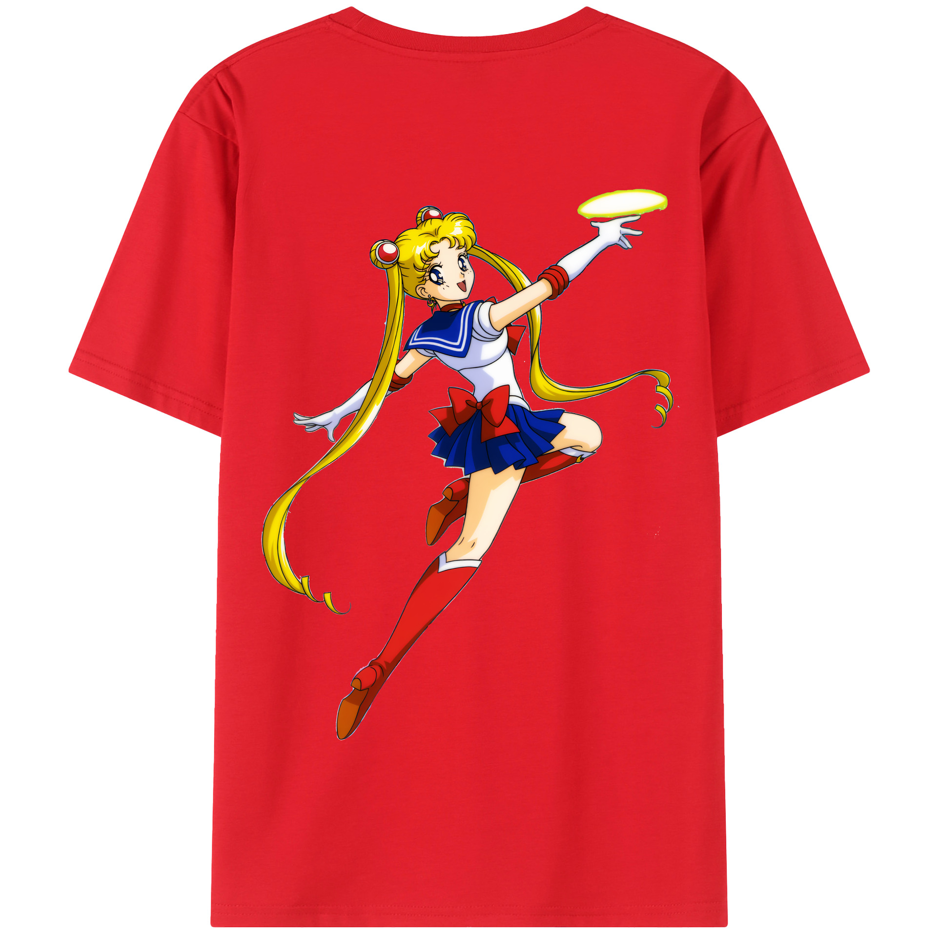 （画像用） 美少女戦士セーラームーン 月野 うさぎ つきの うさぎ Sailor Moon Tsukino Usagi 綿100％半袖Tシャツ（背面プリント）