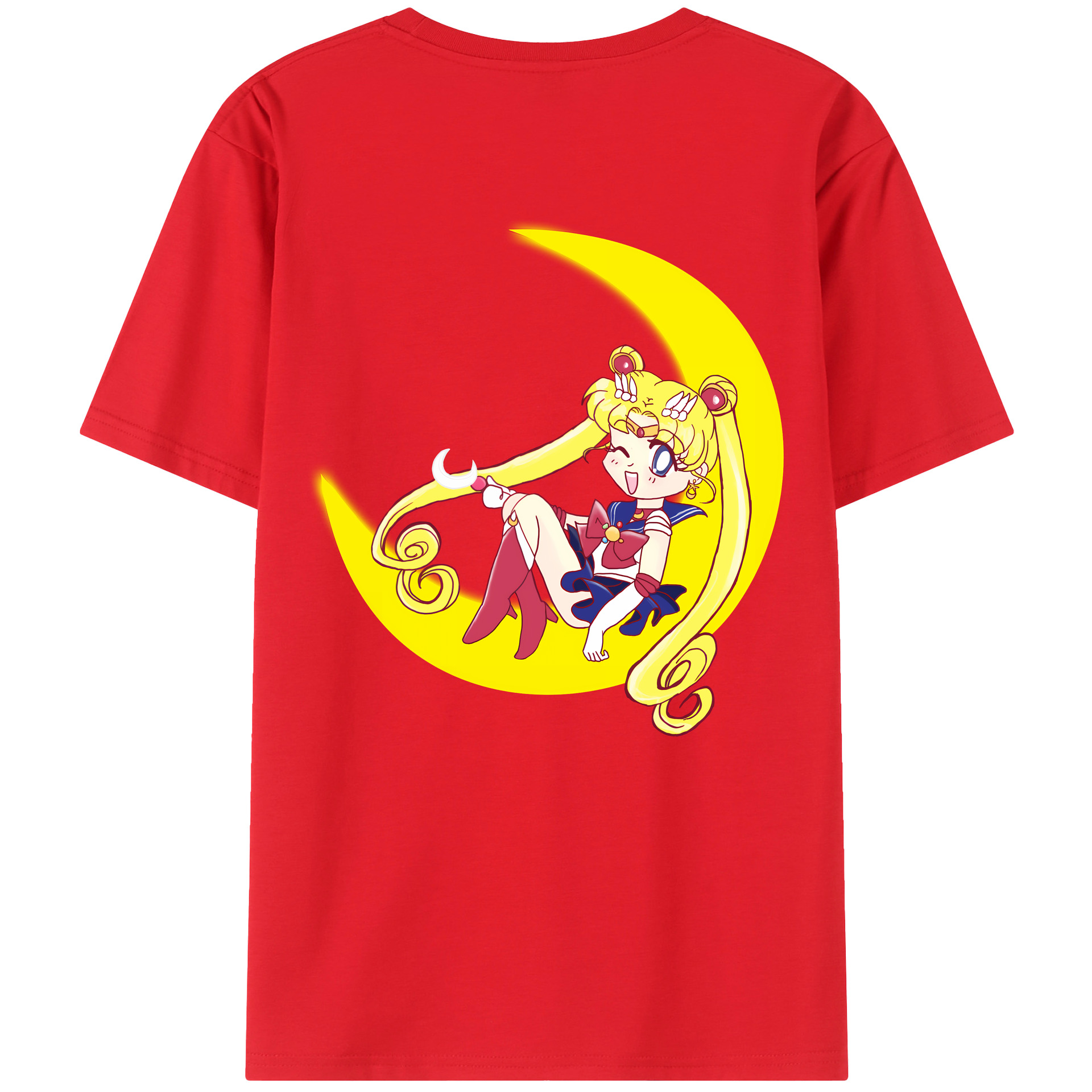 （画像用） 美少女戦士セーラームーン 月野 うさぎ つきの うさぎ Sailor Moon Tsukino Usagi 綿100％半袖Tシャツ（背面プリント）