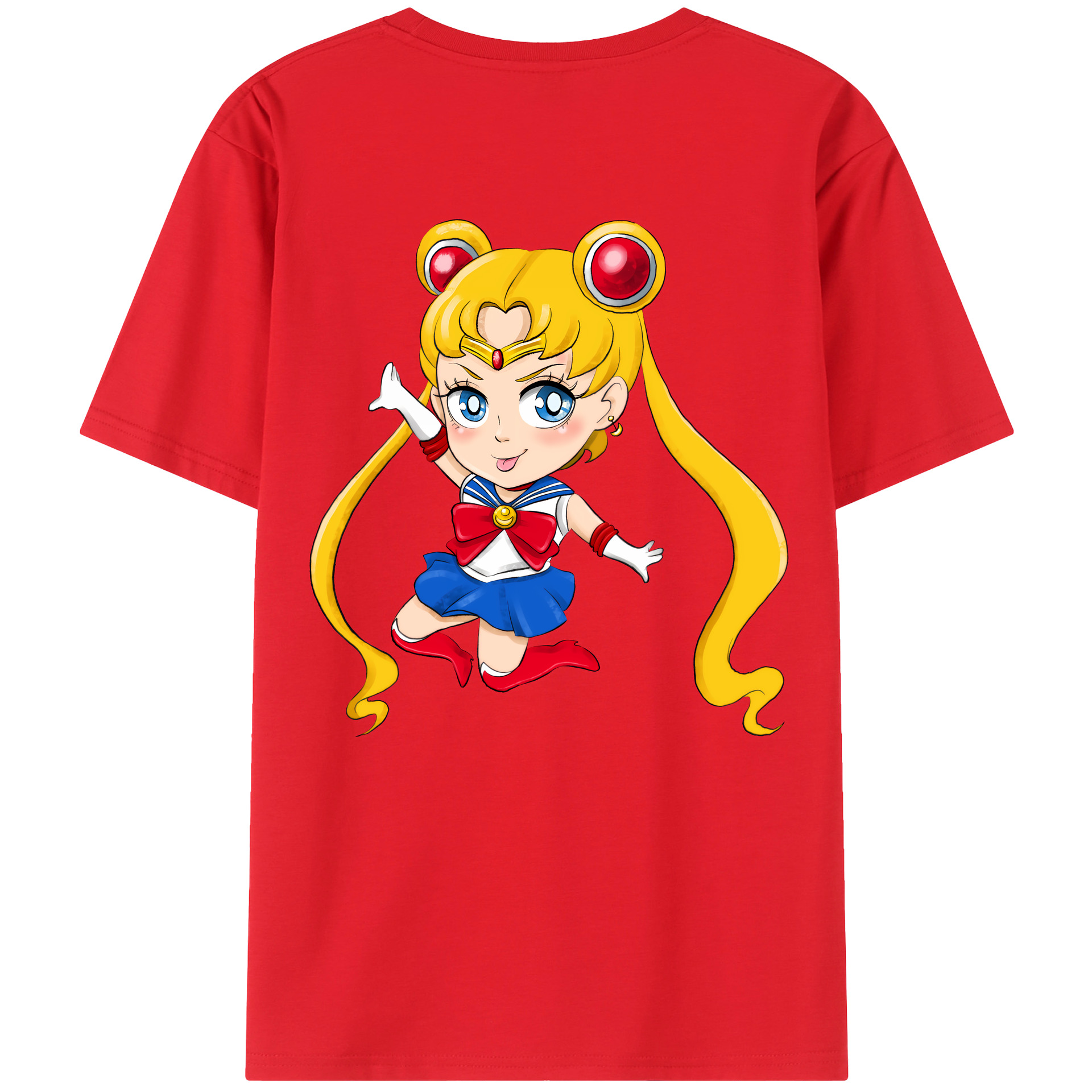 （画像用） 美少女戦士セーラームーン 月野 うさぎ つきの うさぎ Sailor Moon Tsukino Usagi 綿100％半袖Tシャツ（背面プリント）