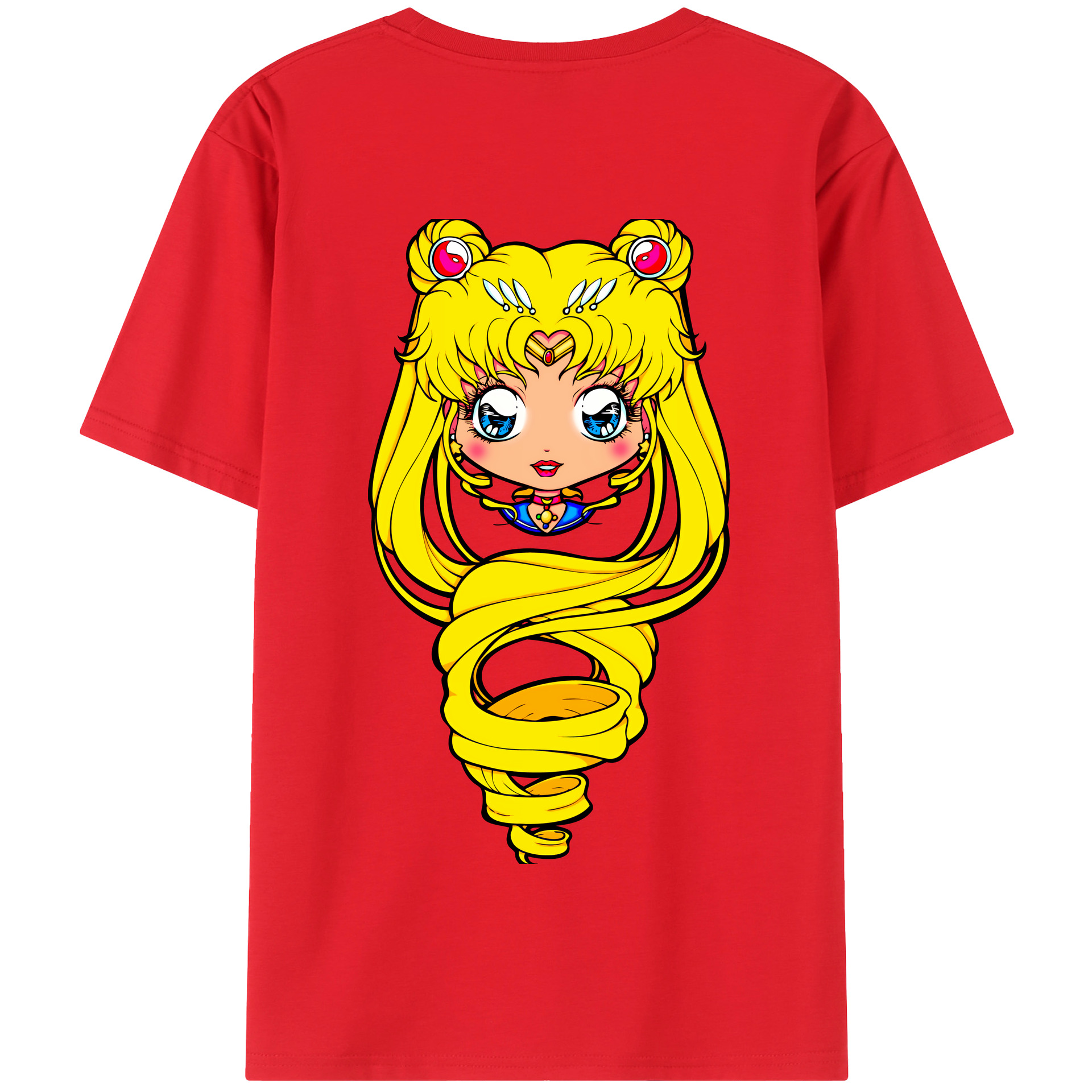 （画像用） 美少女戦士セーラームーン 月野 うさぎ つきの うさぎ Sailor Moon Tsukino Usagi 綿100％半袖Tシャツ（背面プリント）