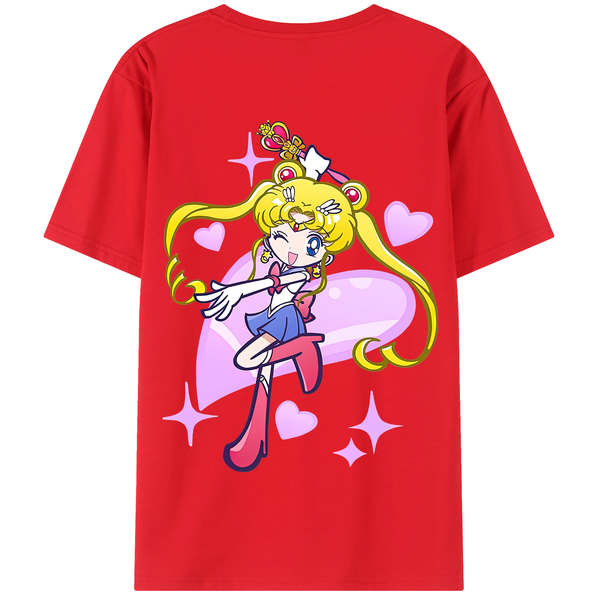 （画像用） 美少女戦士セーラームーン 月野 うさぎ つきの うさぎ Sailor Moon Tsukino Usagi 綿100％半袖Tシャツ（背面プリント）
