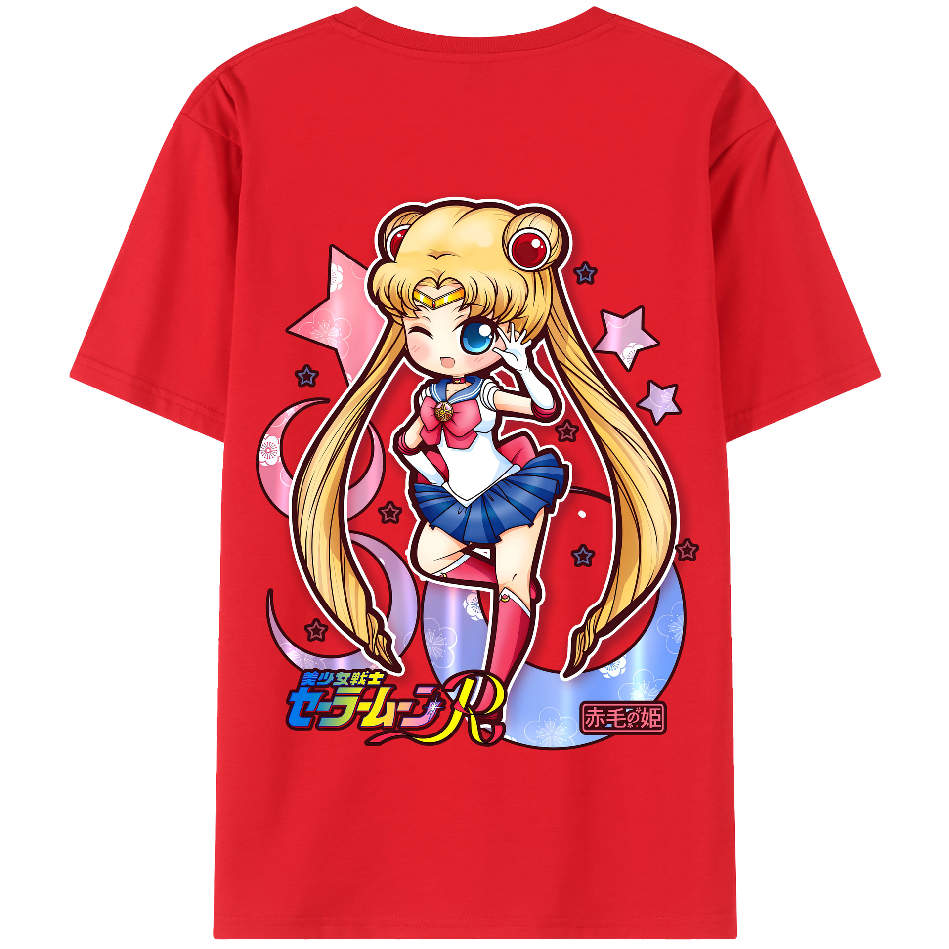 （画像用） 美少女戦士セーラームーン 月野 うさぎ つきの うさぎ Sailor Moon Tsukino Usagi 綿100％半袖Tシャツ（背面プリント）