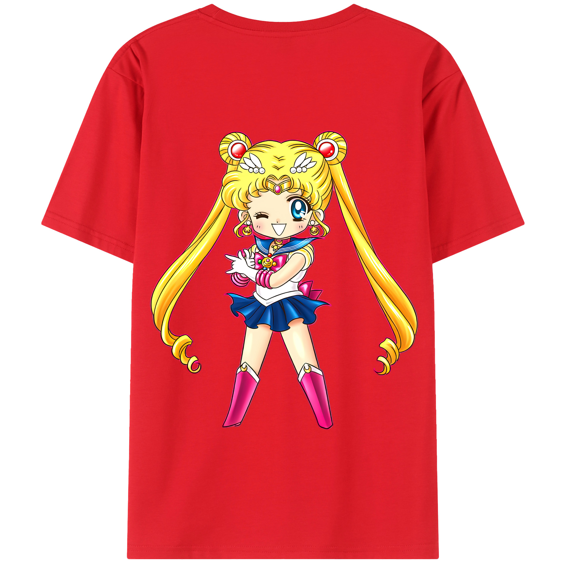 （画像用） 美少女戦士セーラームーン 月野 うさぎ つきの うさぎ Sailor Moon Tsukino Usagi 綿100％半袖Tシャツ（背面プリント）