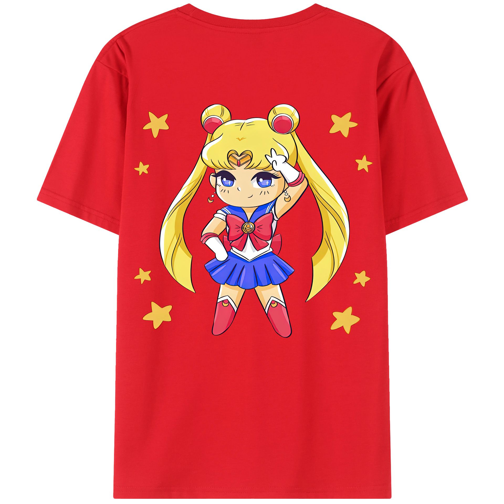 （画像用） 美少女戦士セーラームーン 月野 うさぎ つきの うさぎ Sailor Moon Tsukino Usagi 綿100％半袖Tシャツ（背面プリント）
