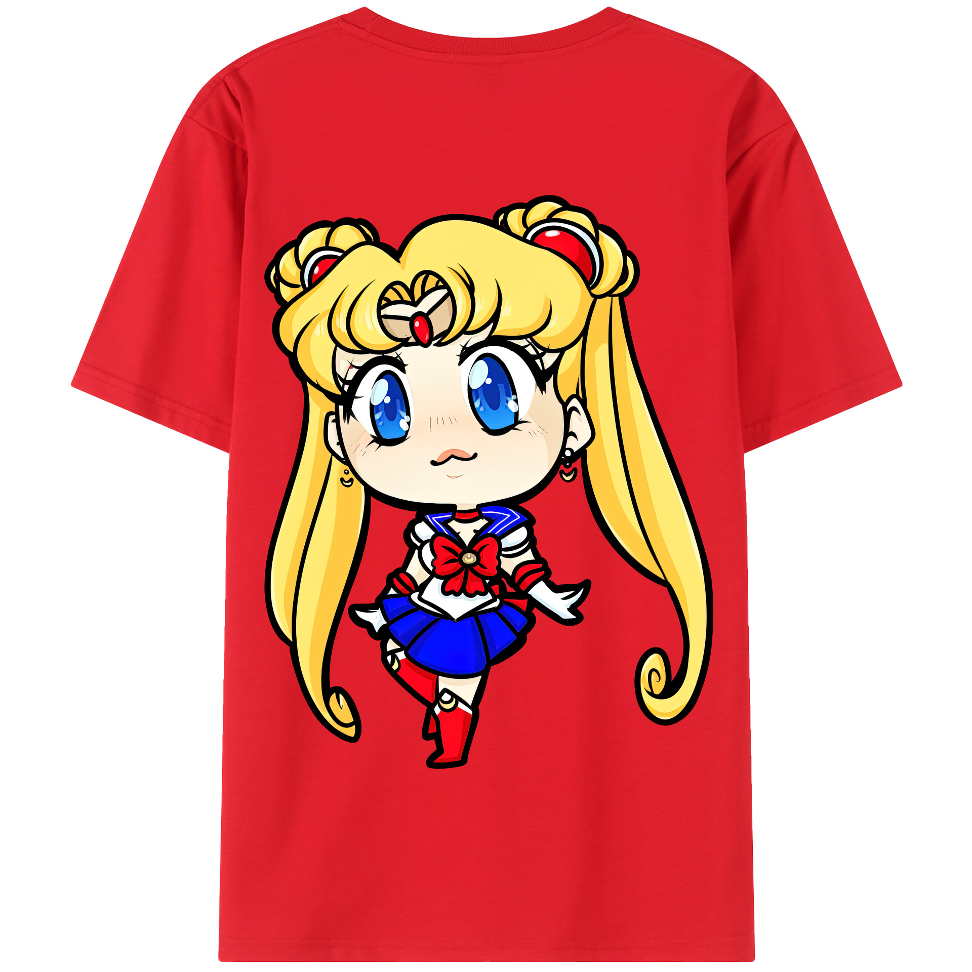 （画像用） 美少女戦士セーラームーン 月野 うさぎ つきの うさぎ Sailor Moon Tsukino Usagi 綿100％半袖Tシャツ（背面プリント）