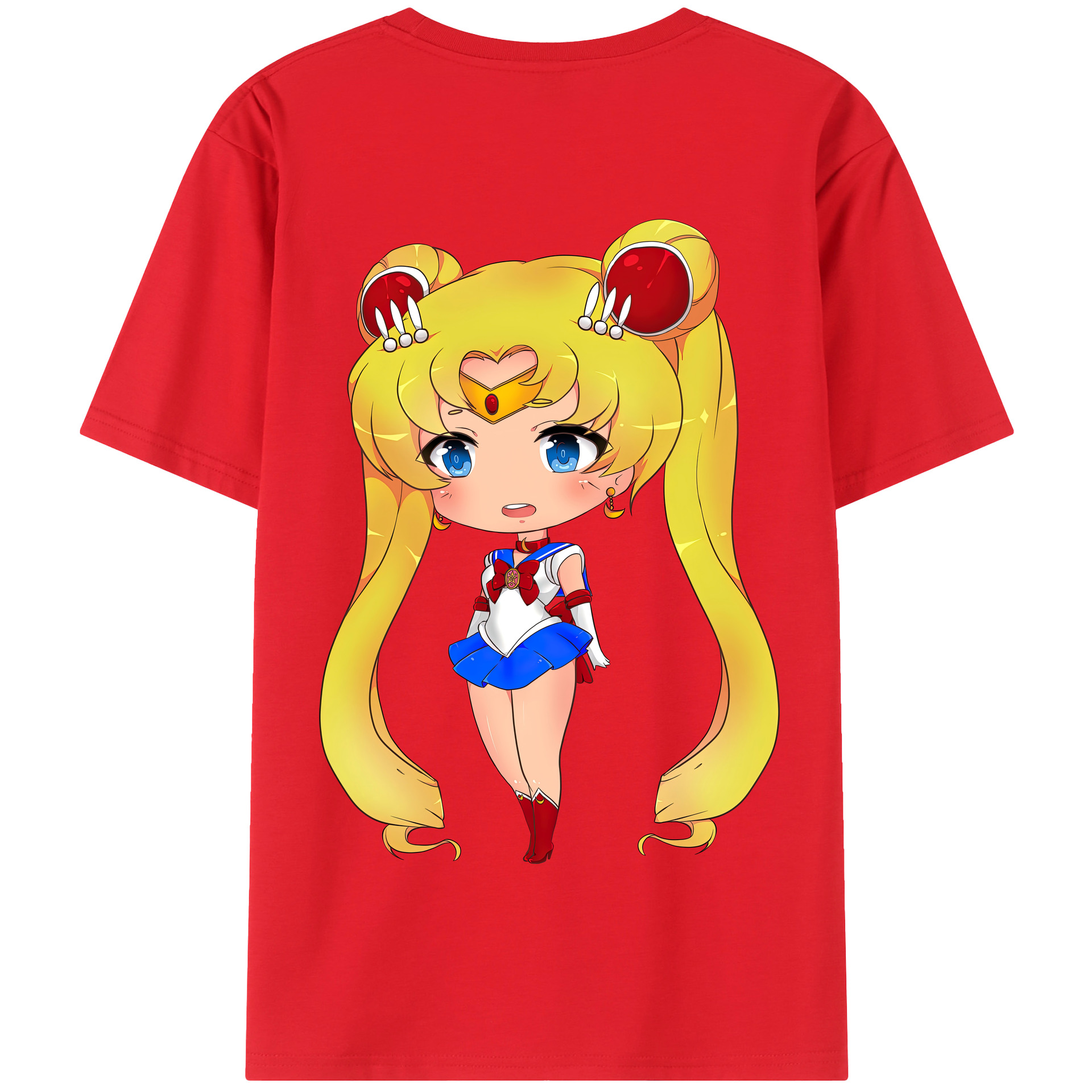 （画像用） 美少女戦士セーラームーン 月野 うさぎ つきの うさぎ Sailor Moon Tsukino Usagi 綿100％半袖Tシャツ（背面プリント）