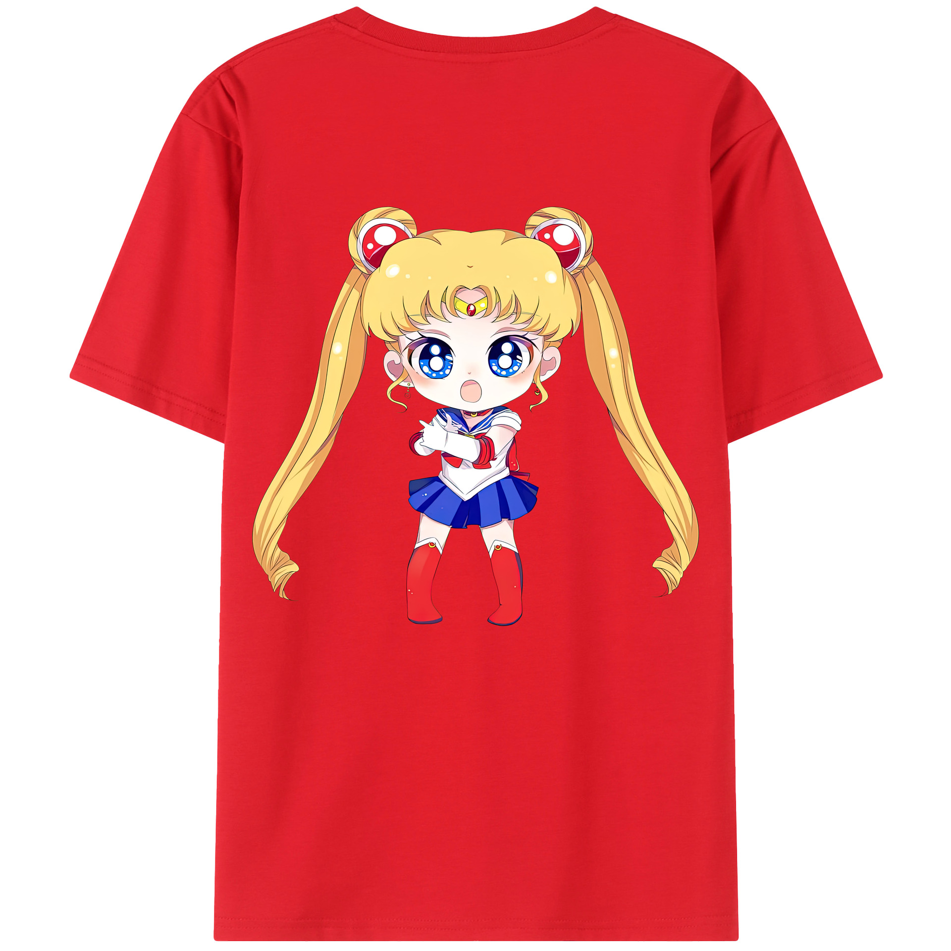 （画像用） 美少女戦士セーラームーン 月野 うさぎ つきの うさぎ Sailor Moon Tsukino Usagi 綿100％半袖Tシャツ（背面プリント）
