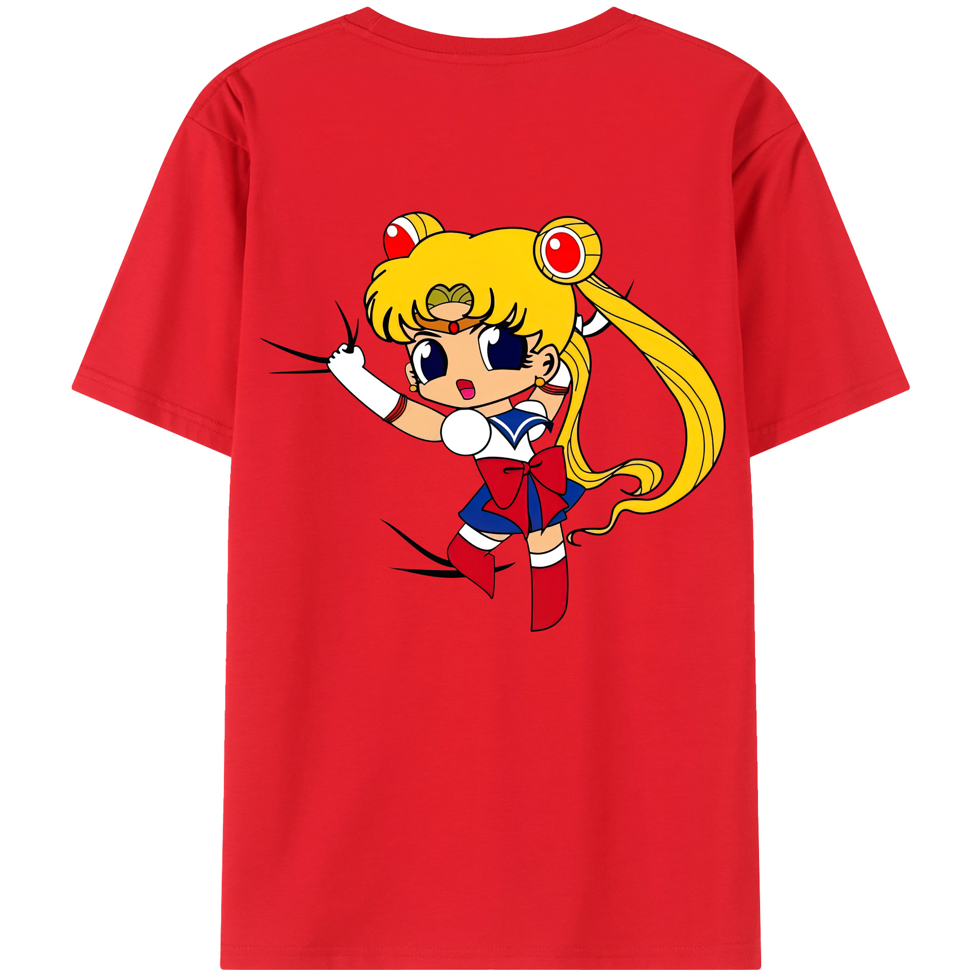 （画像用） 美少女戦士セーラームーン 月野 うさぎ つきの うさぎ Sailor Moon Tsukino Usagi 綿100％半袖Tシャツ（背面プリント）