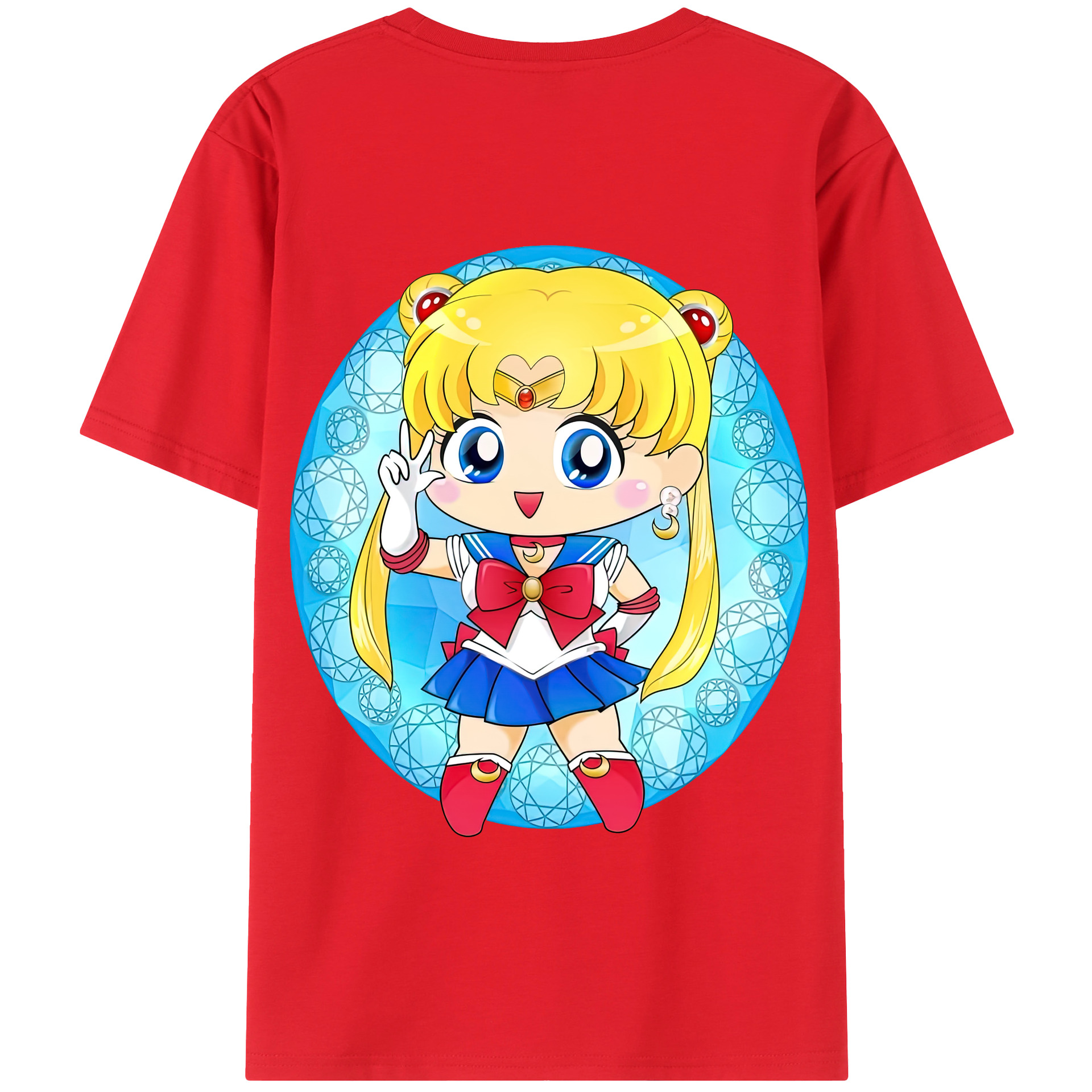 （画像用） 美少女戦士セーラームーン 月野 うさぎ つきの うさぎ Sailor Moon Tsukino Usagi 綿100％半袖Tシャツ（背面プリント）