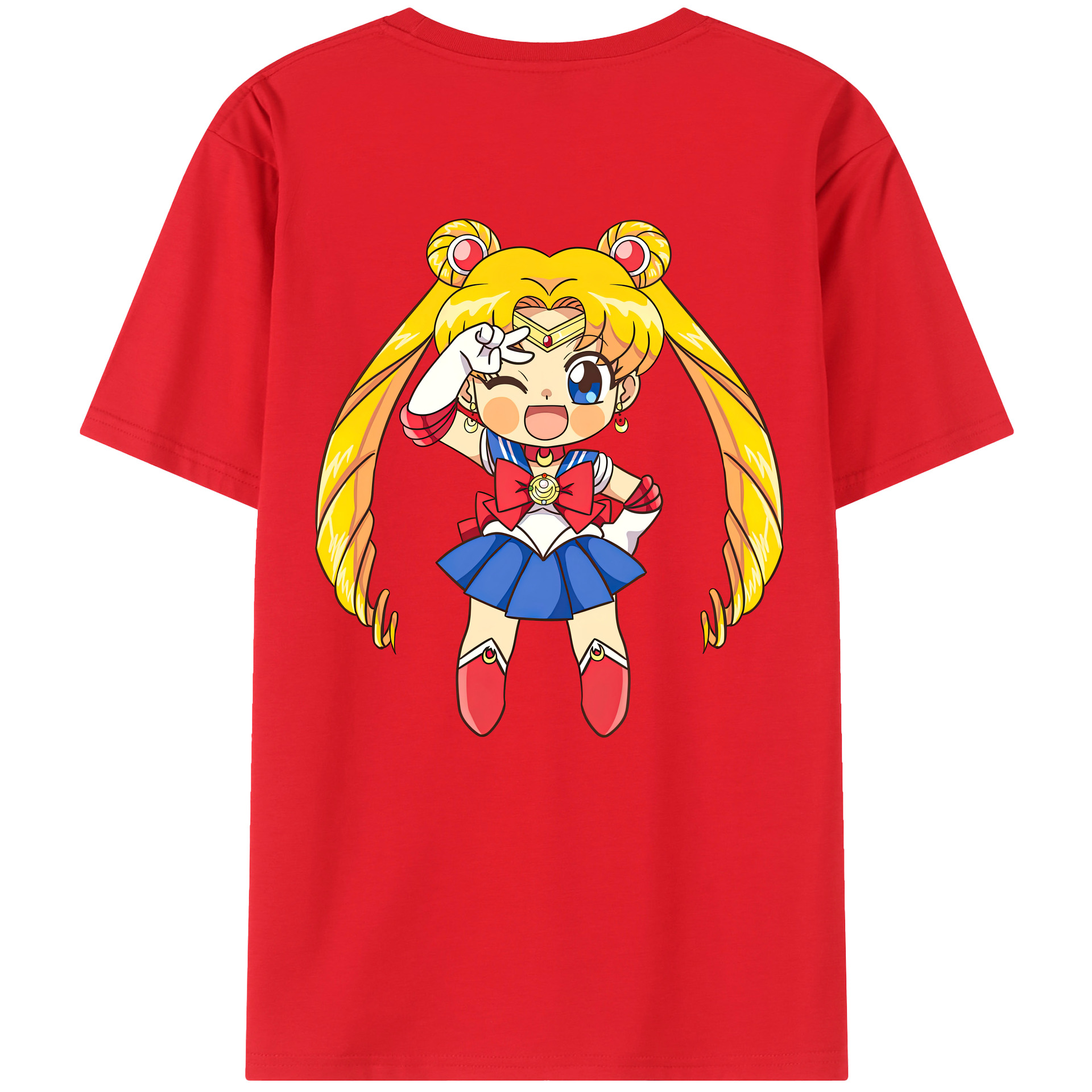 （画像用） 美少女戦士セーラームーン 月野 うさぎ つきの うさぎ Sailor Moon Tsukino Usagi 綿100％半袖Tシャツ（背面プリント）