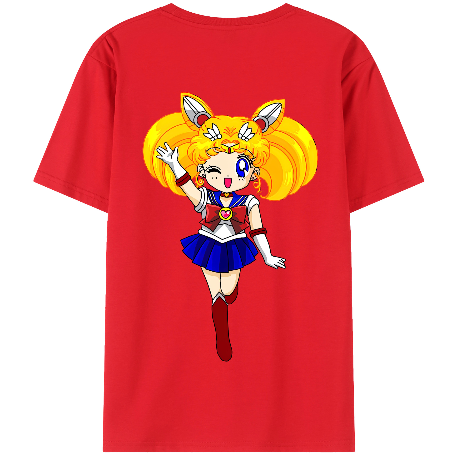 （画像用） 美少女戦士セーラームーン 月野 うさぎ つきの うさぎ Sailor Moon Tsukino Usagi 綿100％半袖Tシャツ（背面プリント）