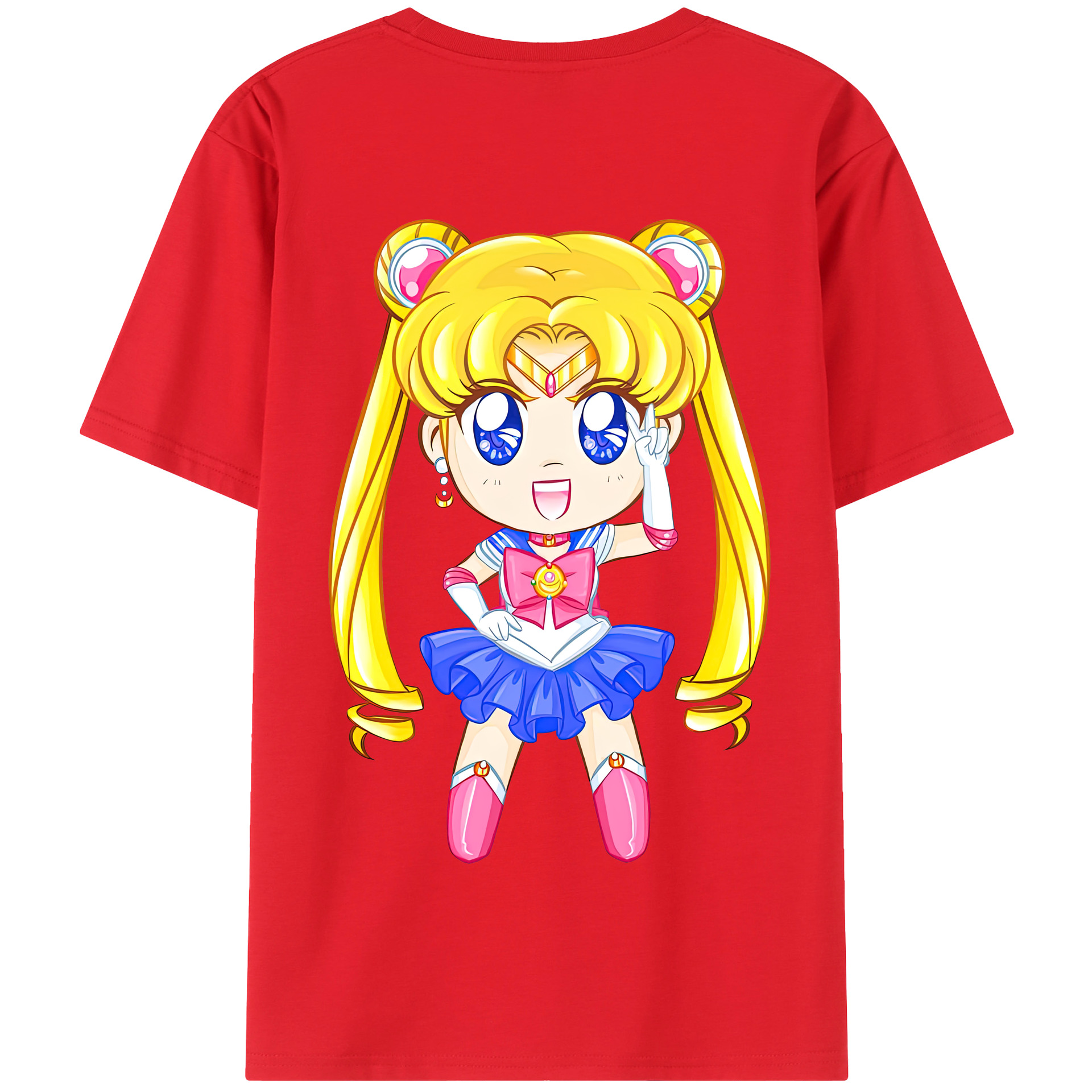 （画像用） 美少女戦士セーラームーン 月野 うさぎ つきの うさぎ Sailor Moon Tsukino Usagi 綿100％半袖Tシャツ（背面プリント）