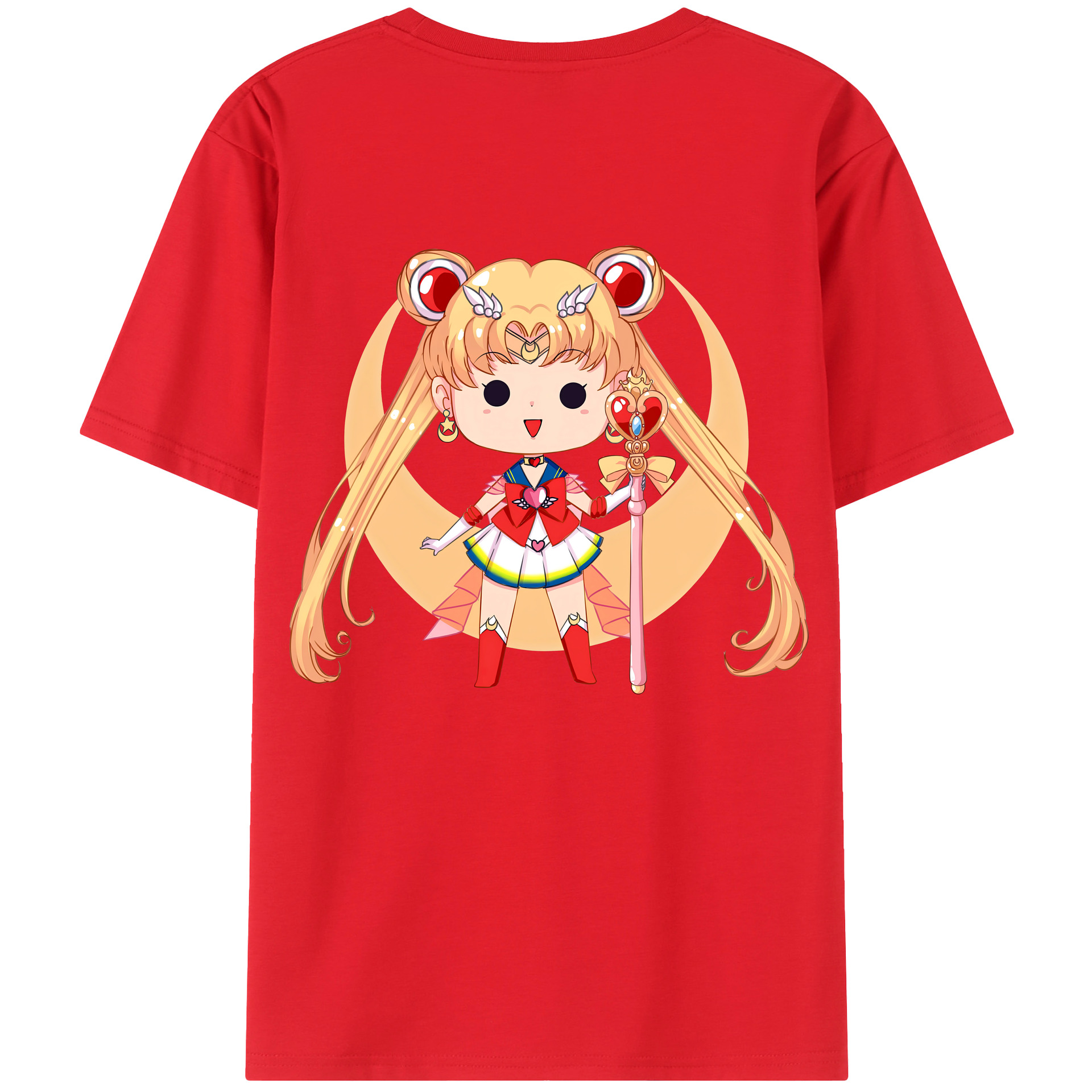 （画像用） 美少女戦士セーラームーン 月野 うさぎ つきの うさぎ Sailor Moon Tsukino Usagi 綿100％半袖Tシャツ（背面プリント）