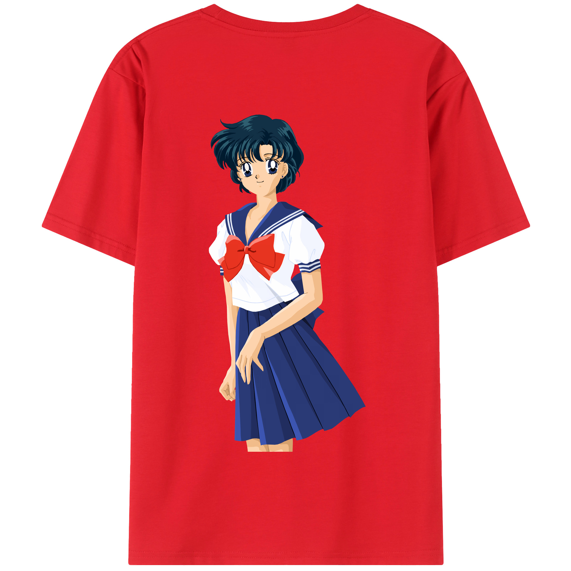 （画像用） 美少女戦士セーラームーン 水野 亜美 みずの あみ Sailor Moon Mizuno Ami 綿100％半袖Tシャツ（背面プリント）